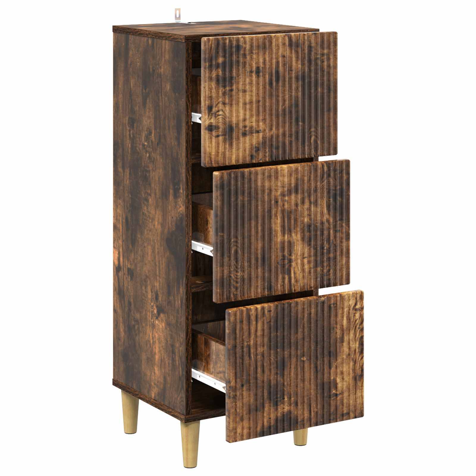 vidaXL Schubladenschrank Geräucherte Eiche 33 x 34,5 x 90 cm