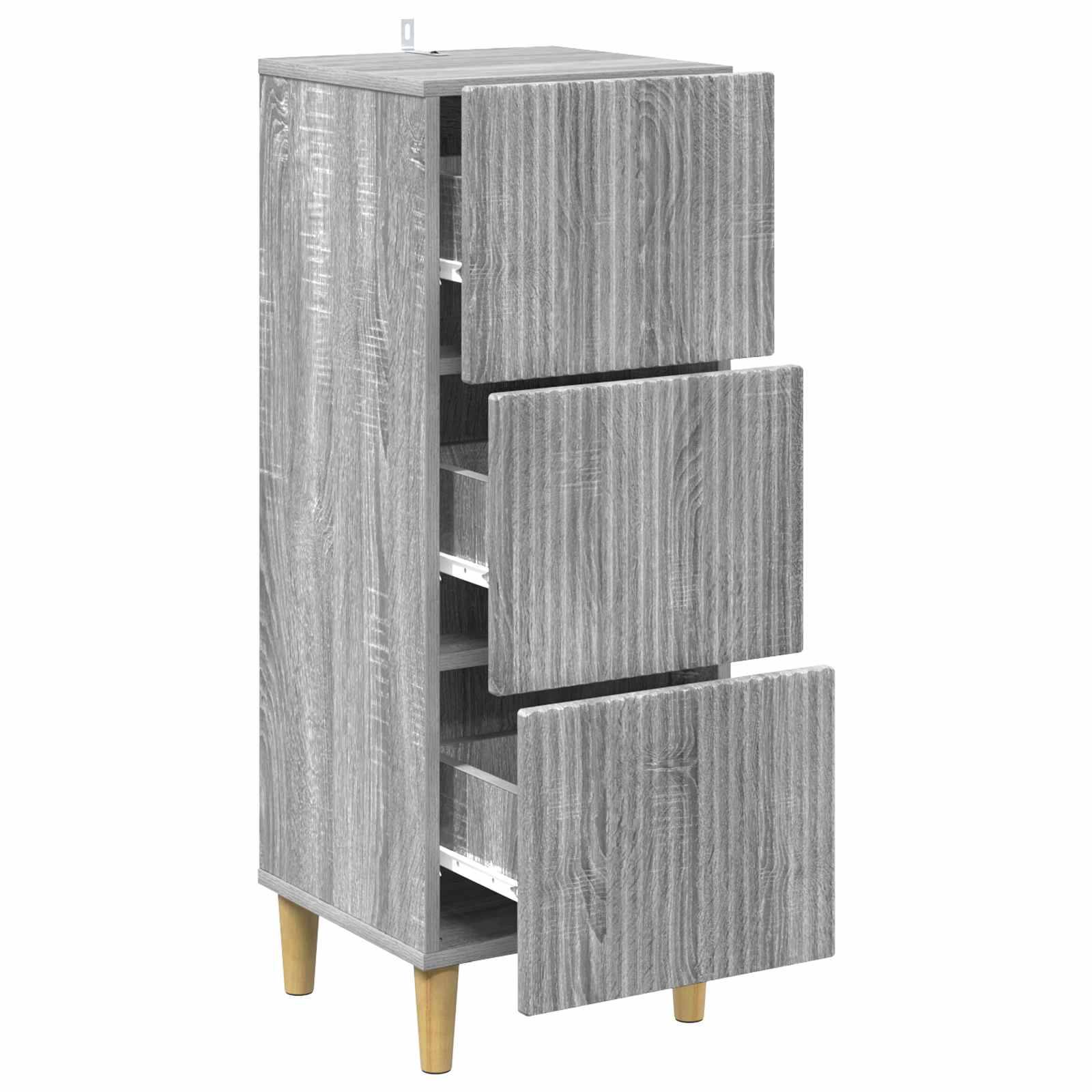 vidaXL Schubladenschrank Graues Sonoma 33 x 34,5 x 90 cm Holzwerkstoff