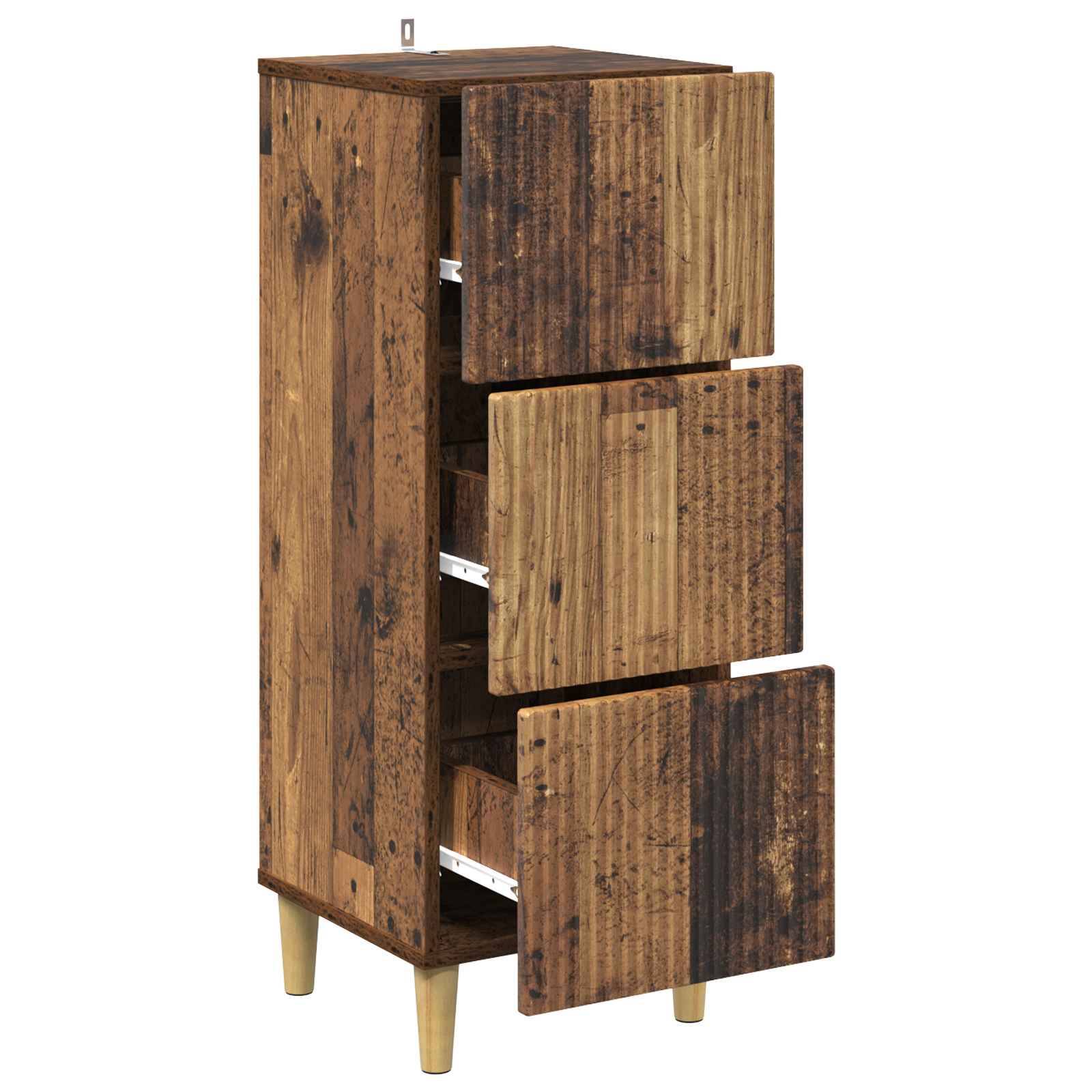 vidaXL Schubladenschrank Altholz 33 x 34,5 x 90 cm Holzwerkstoff