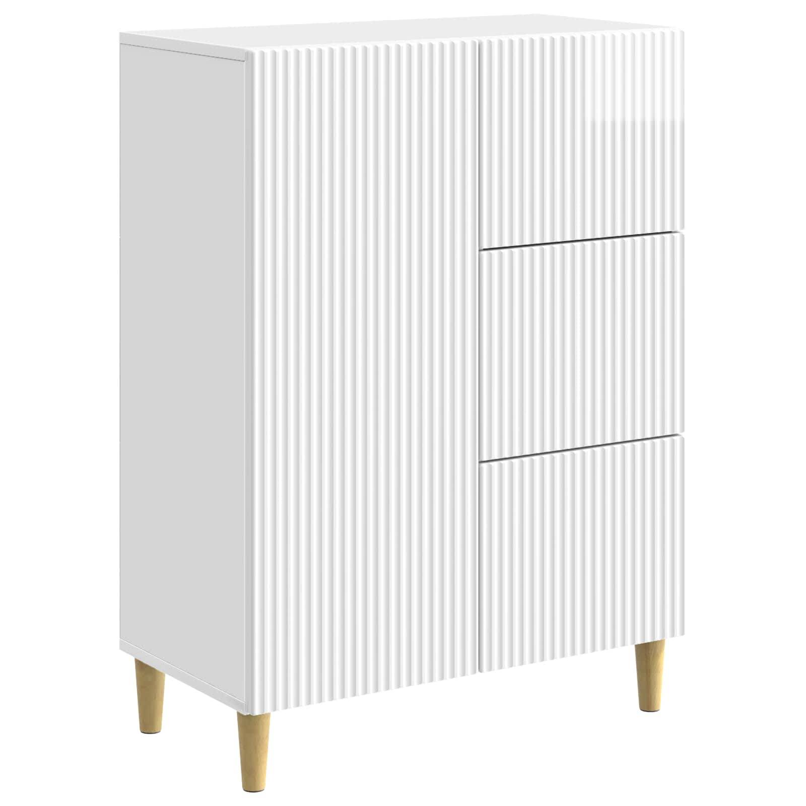 vidaXL Sideboard Hochglanz Weiß 66 x 34,5 x 90 cm Holzwerkstoff