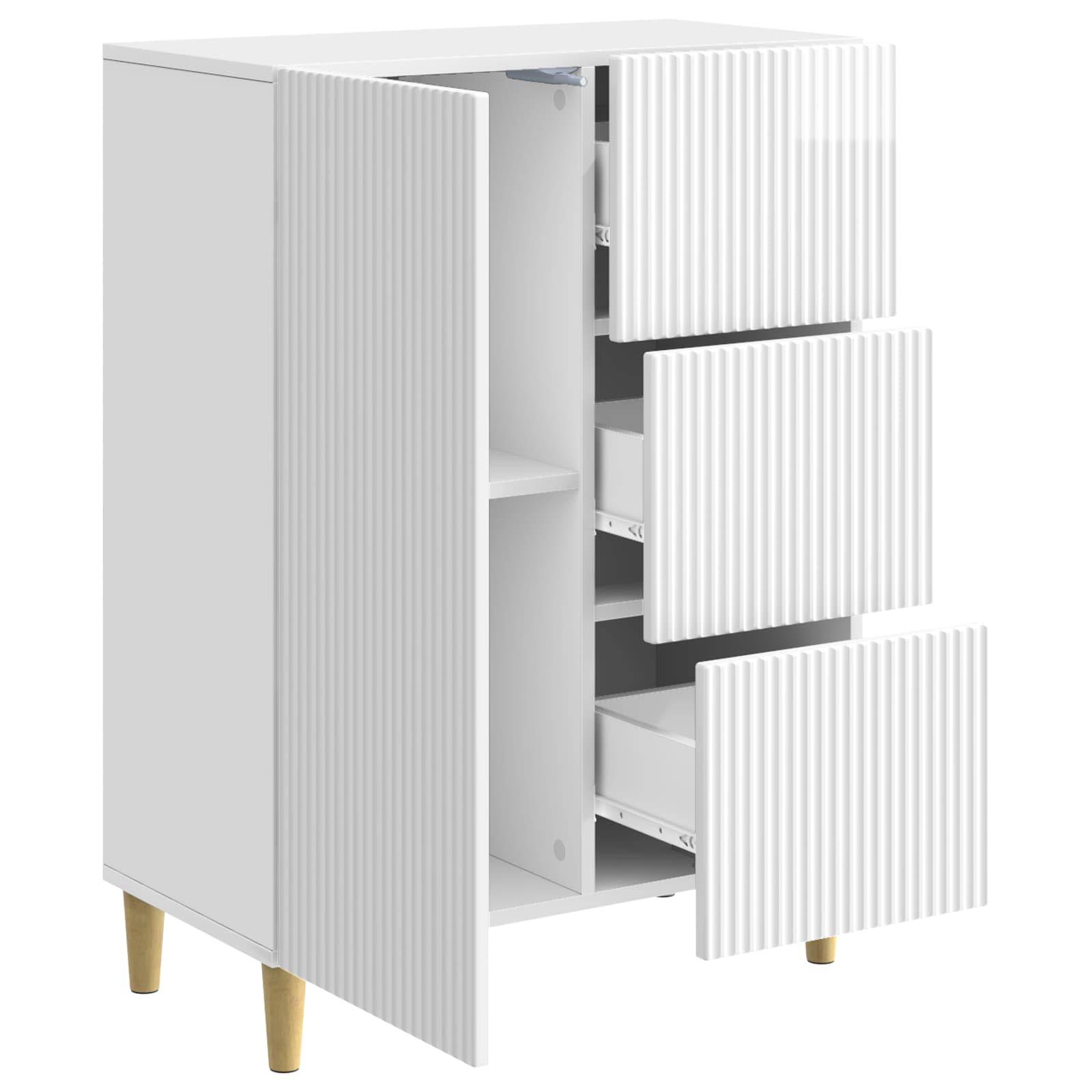 vidaXL Sideboard Hochglanz Weiß 66 x 34,5 x 90 cm Holzwerkstoff