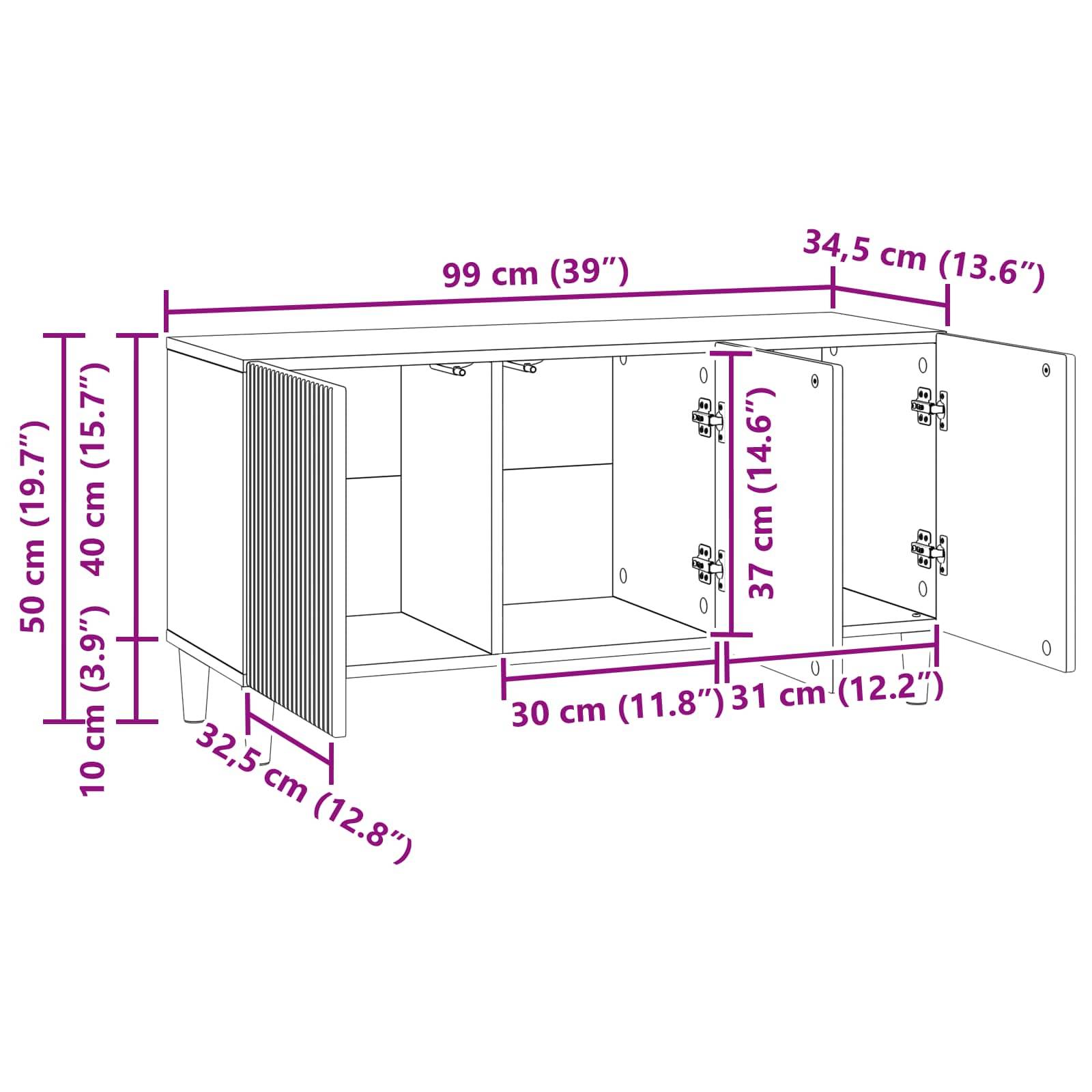 vidaXL TV-Schränk Sonoma-Eiche 99 x 34,5 x 50 cm Holzwerkstoff