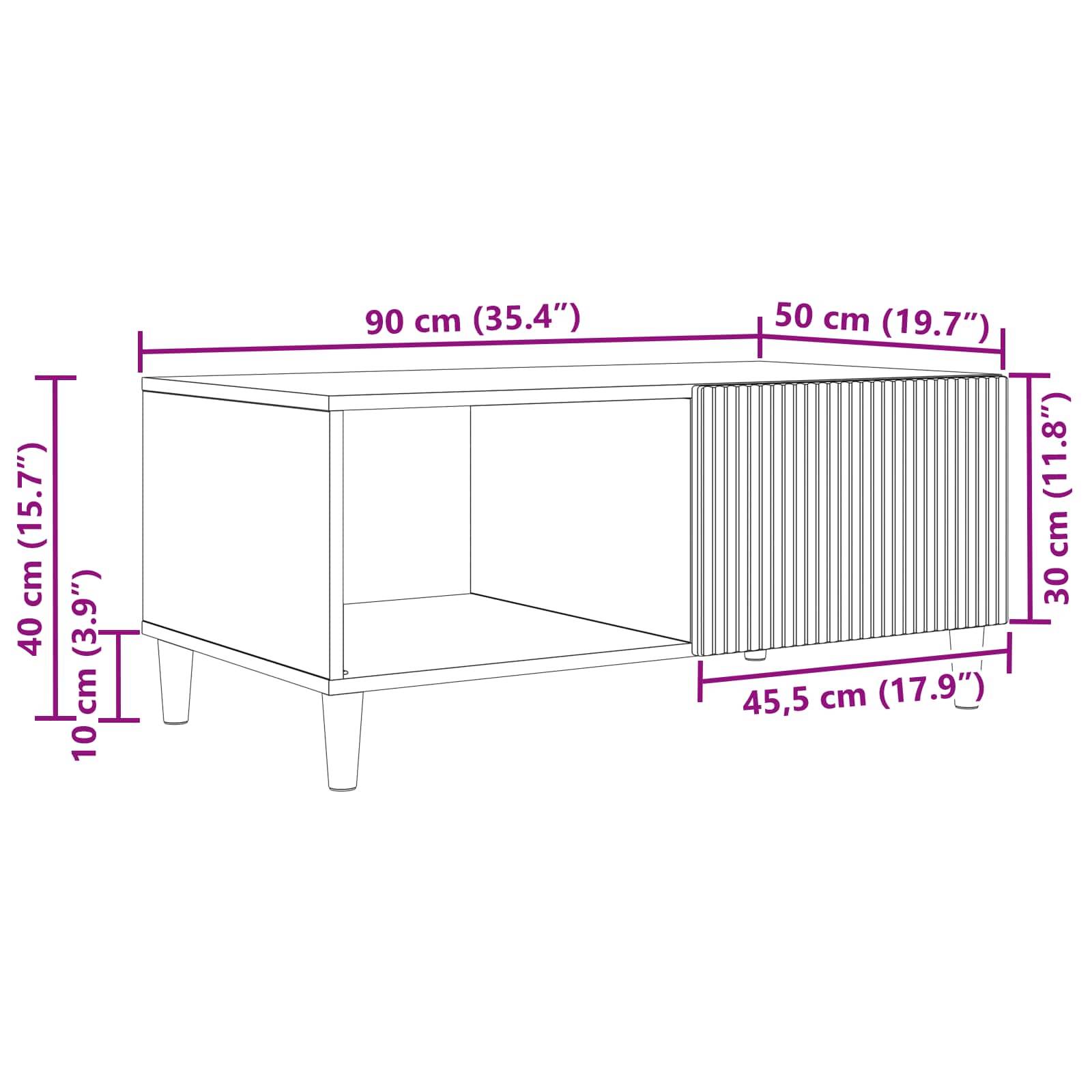 vidaXL Couchtisch Betongrau 90 x 50 x 40 cm Holzwerkstoff