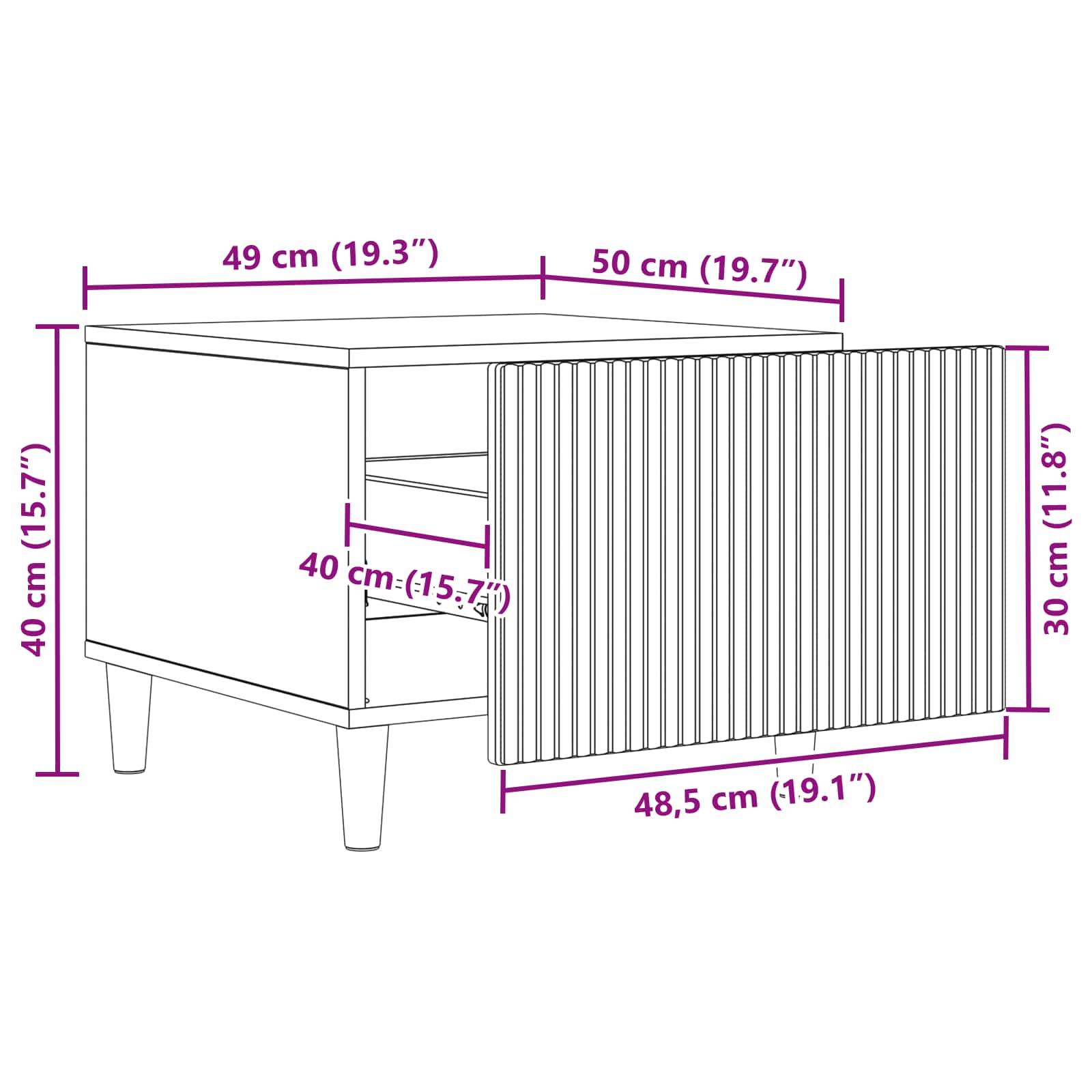 vidaXL Couchtisch Geräucherte Eiche 49 x 50 x 40 cm Holzwerkstoff