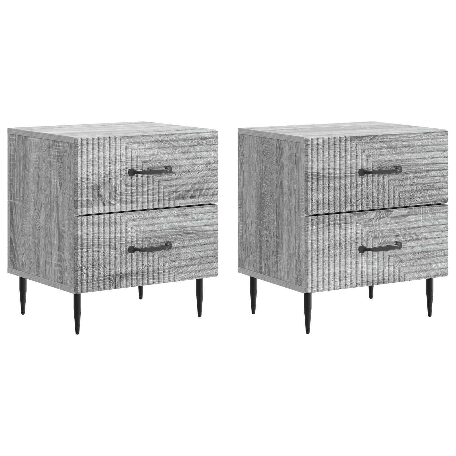 vidaXL Nachttisch 2 pcs Graues Sonoma 43 x 34,5 x 47,5 cm