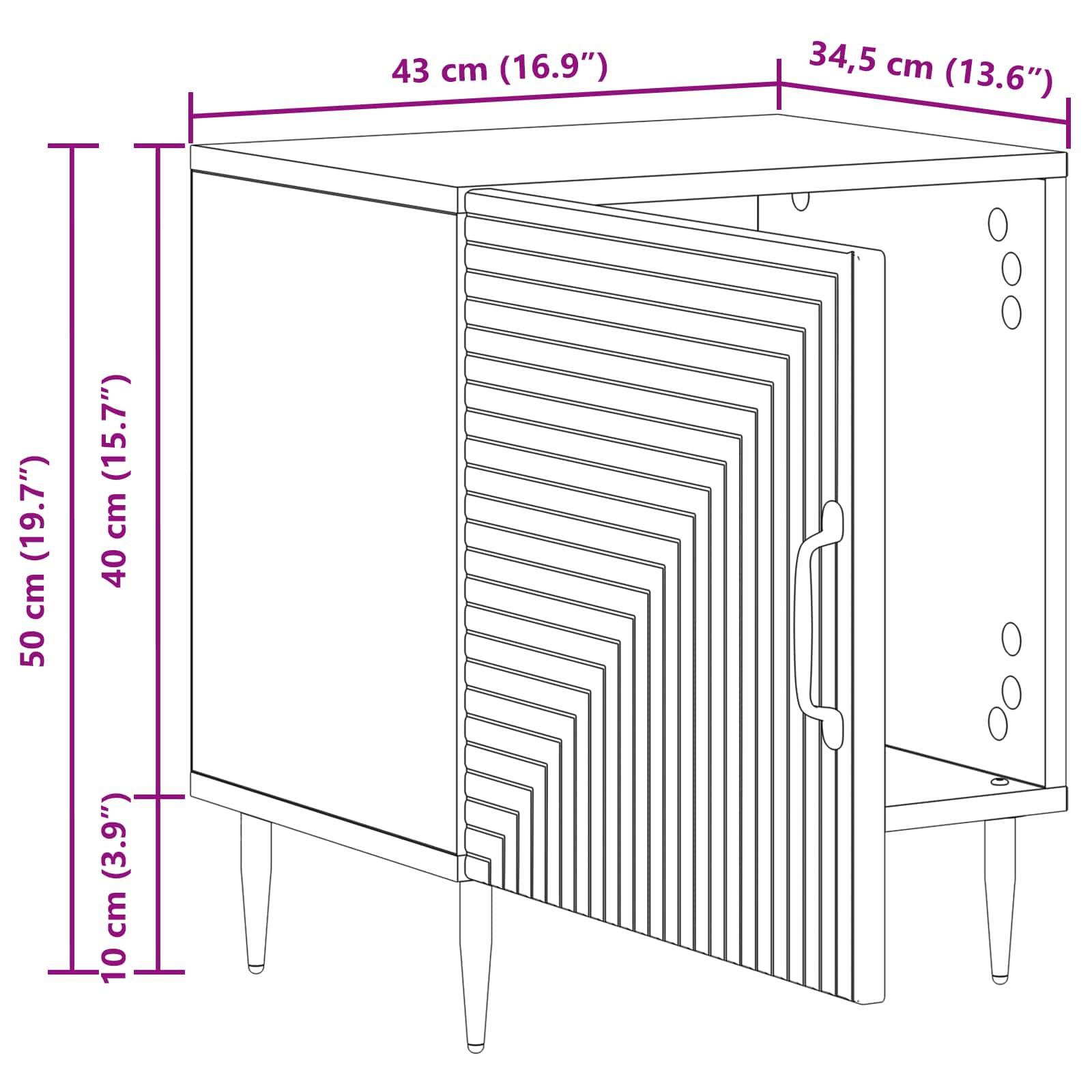 vidaXL Nachttisch Betongrau 43 x 34,5 x 50 cm Holzwerkstoff