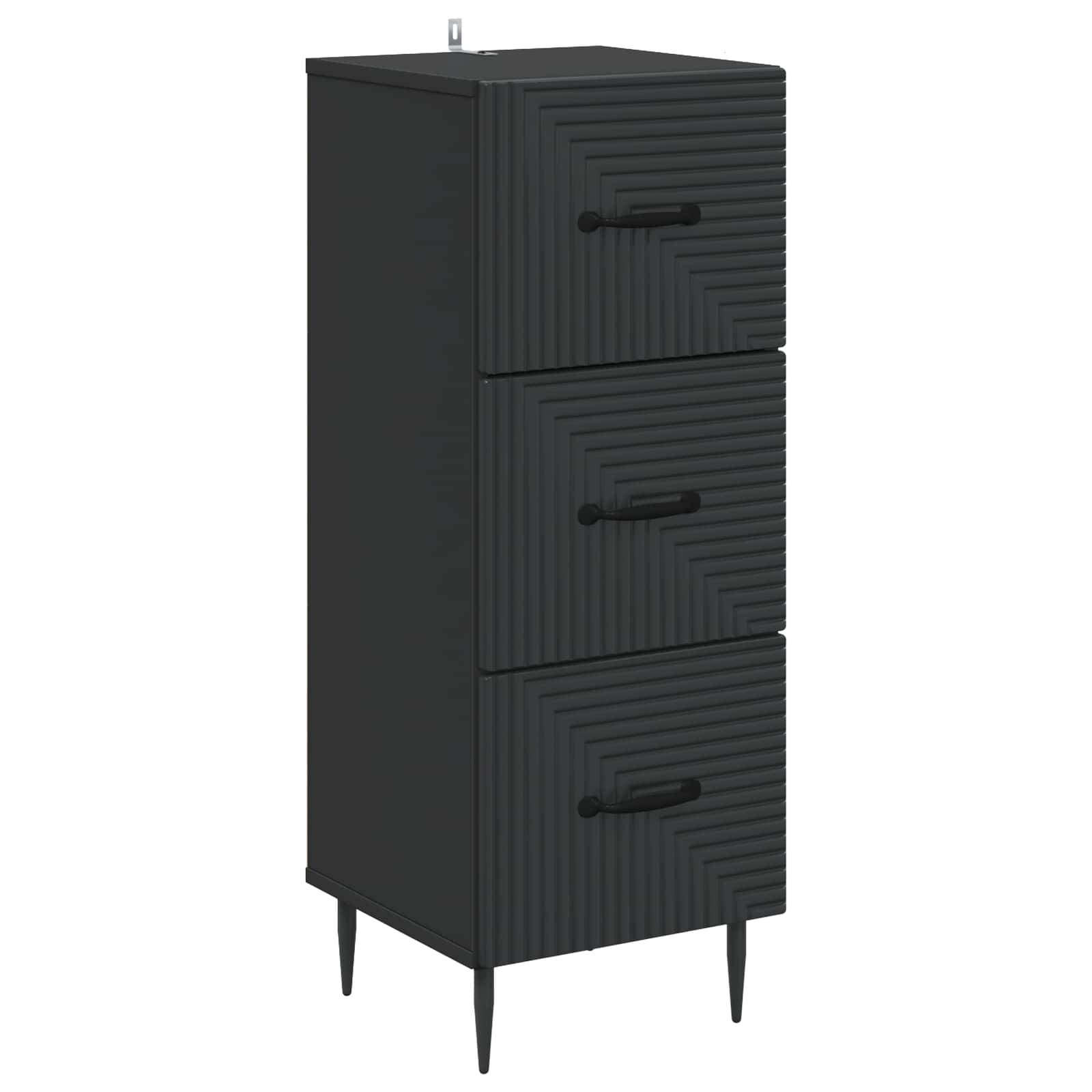 vidaXL Schubladenschrank Schwarz 33 x 34,5 x 89,5 cm Holzwerkstoff