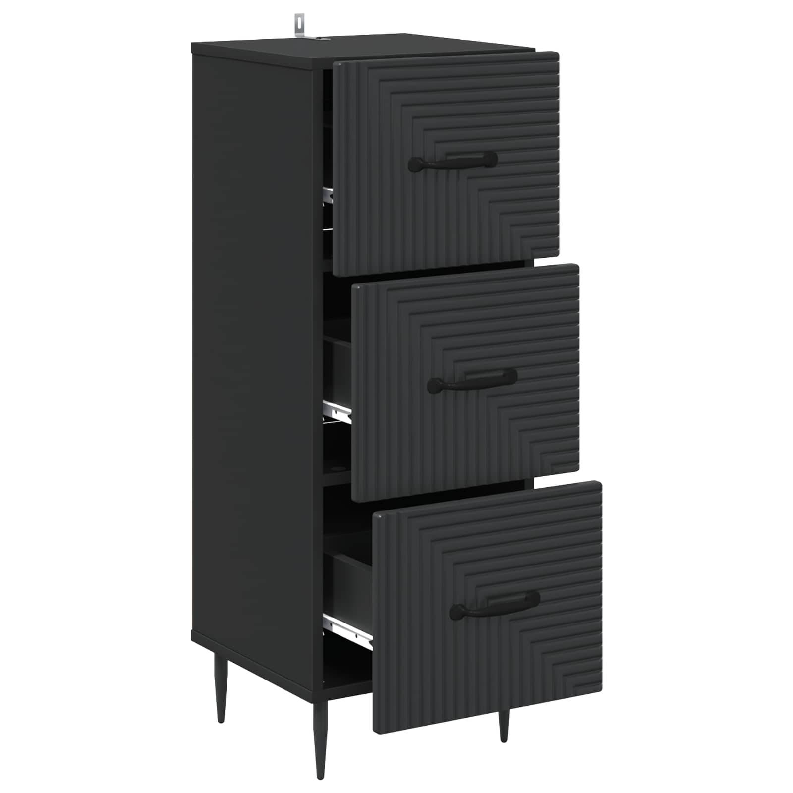vidaXL Schubladenschrank Schwarz 33 x 34,5 x 89,5 cm Holzwerkstoff