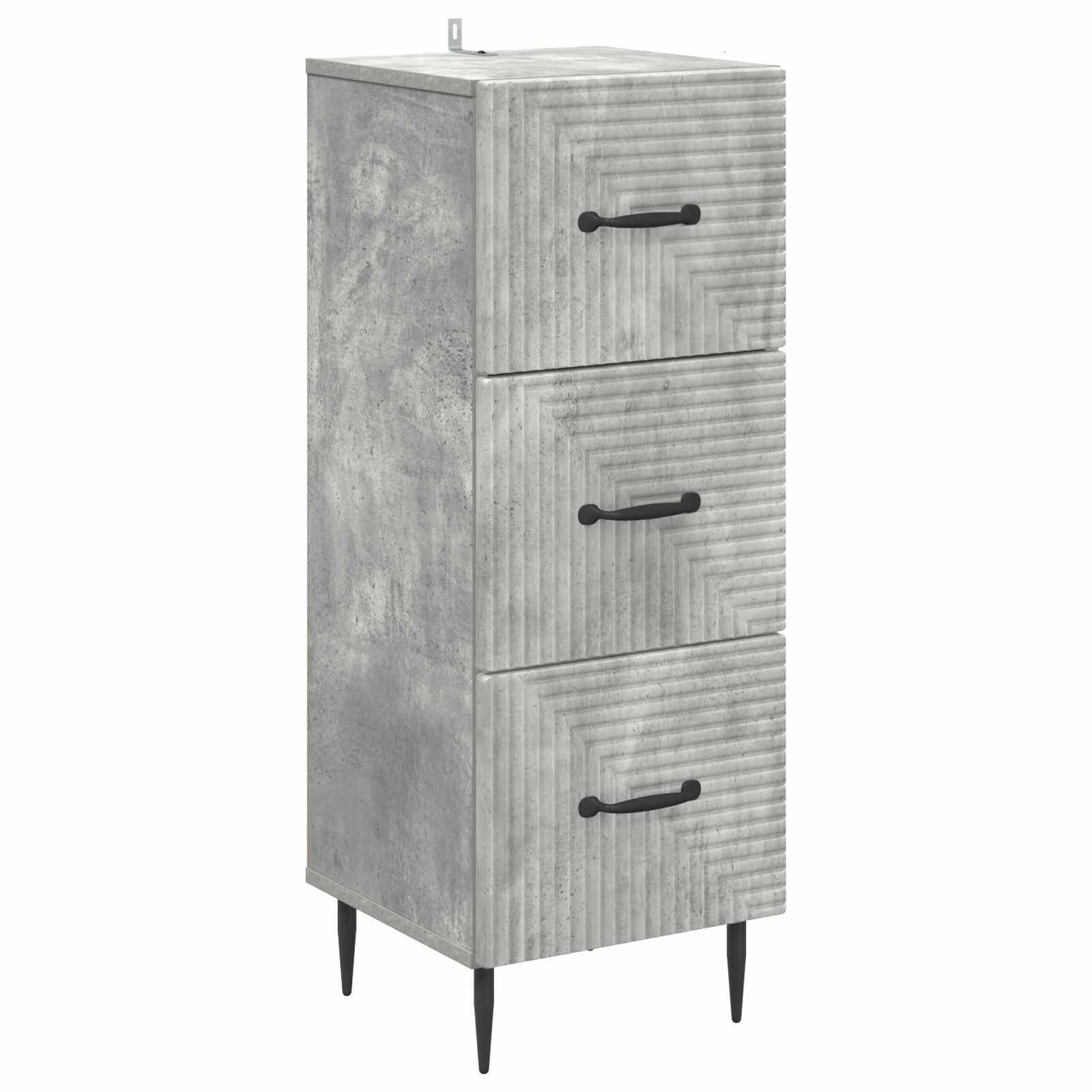 vidaXL Schubladenschrank Betongrau 33 x 34,5 x 89,5 cm Holzwerkstoff