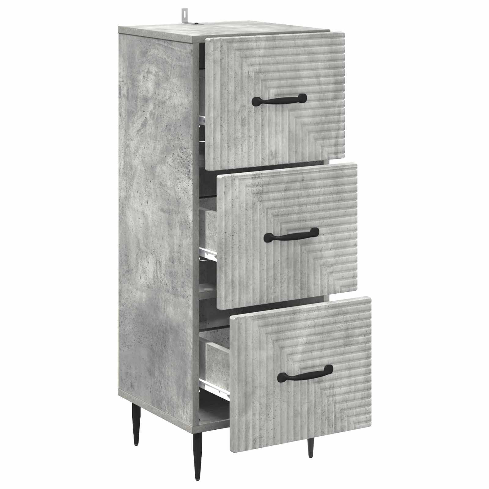 vidaXL Schubladenschrank Betongrau 33 x 34,5 x 89,5 cm Holzwerkstoff