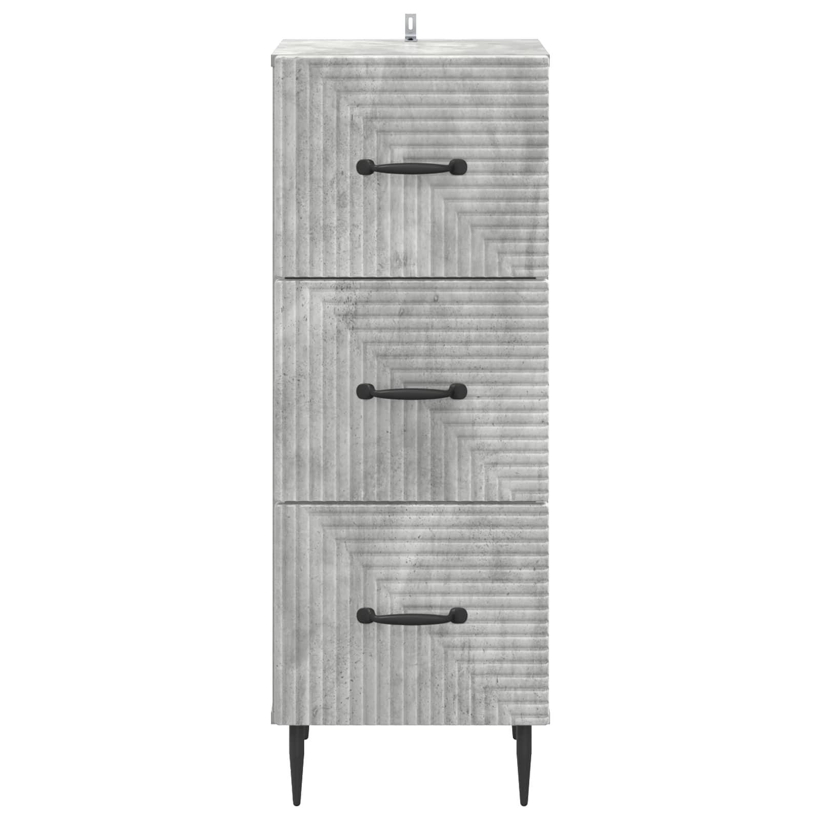 vidaXL Schubladenschrank Betongrau 33 x 34,5 x 89,5 cm Holzwerkstoff