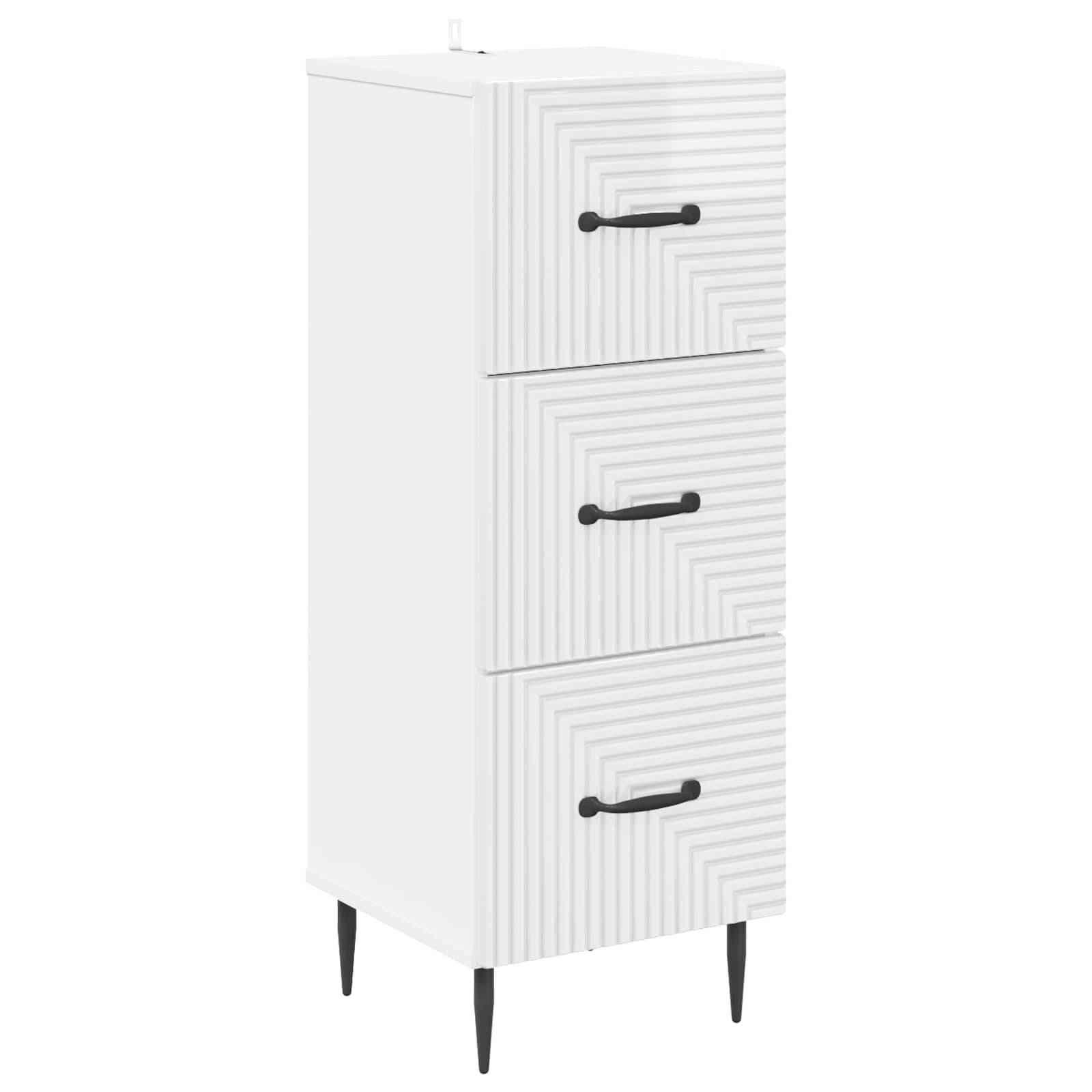 vidaXL Schubladenschrank Hochglanz Weiß 33 x 34,5 x 89,5 cm