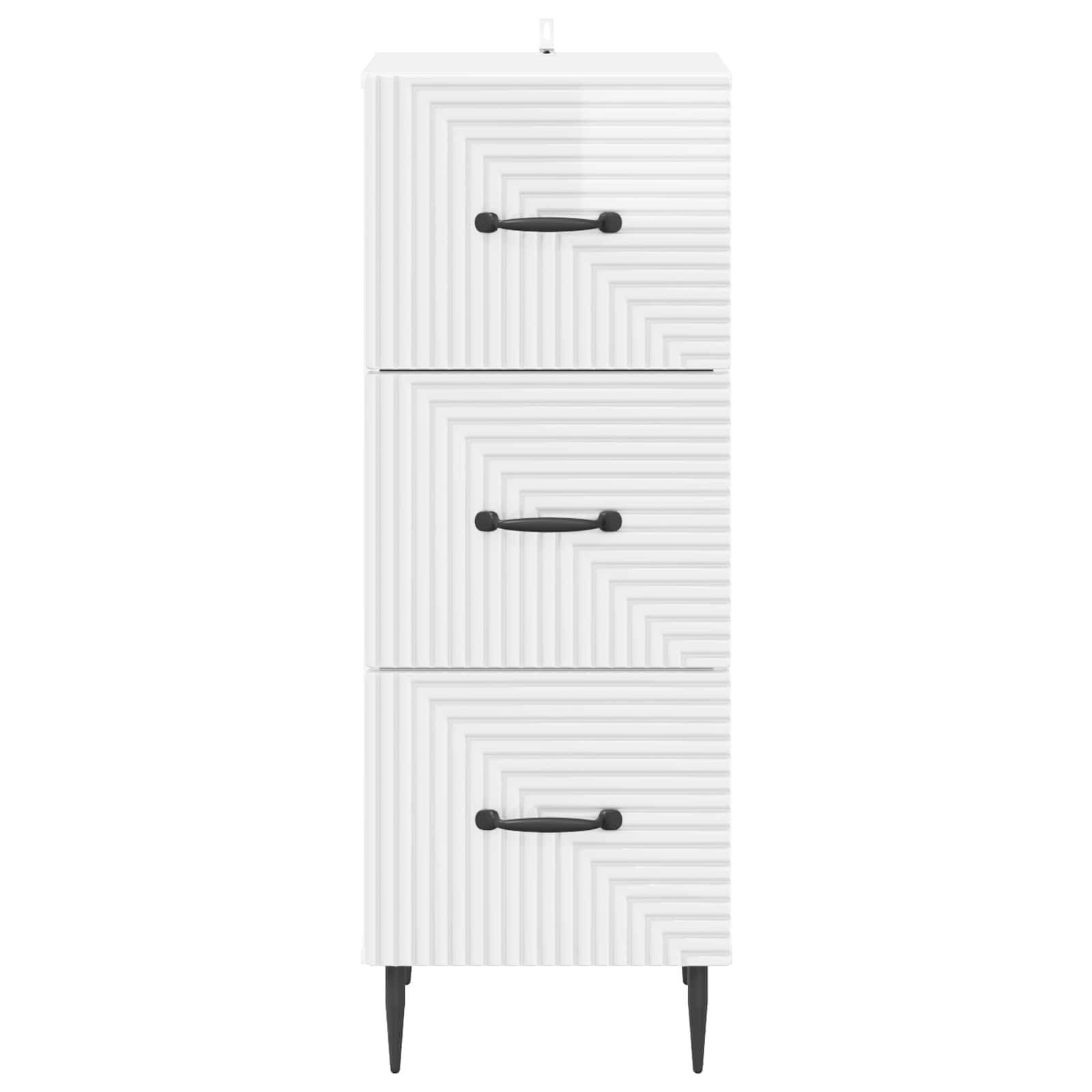 vidaXL Schubladenschrank Hochglanz Weiß 33 x 34,5 x 89,5 cm