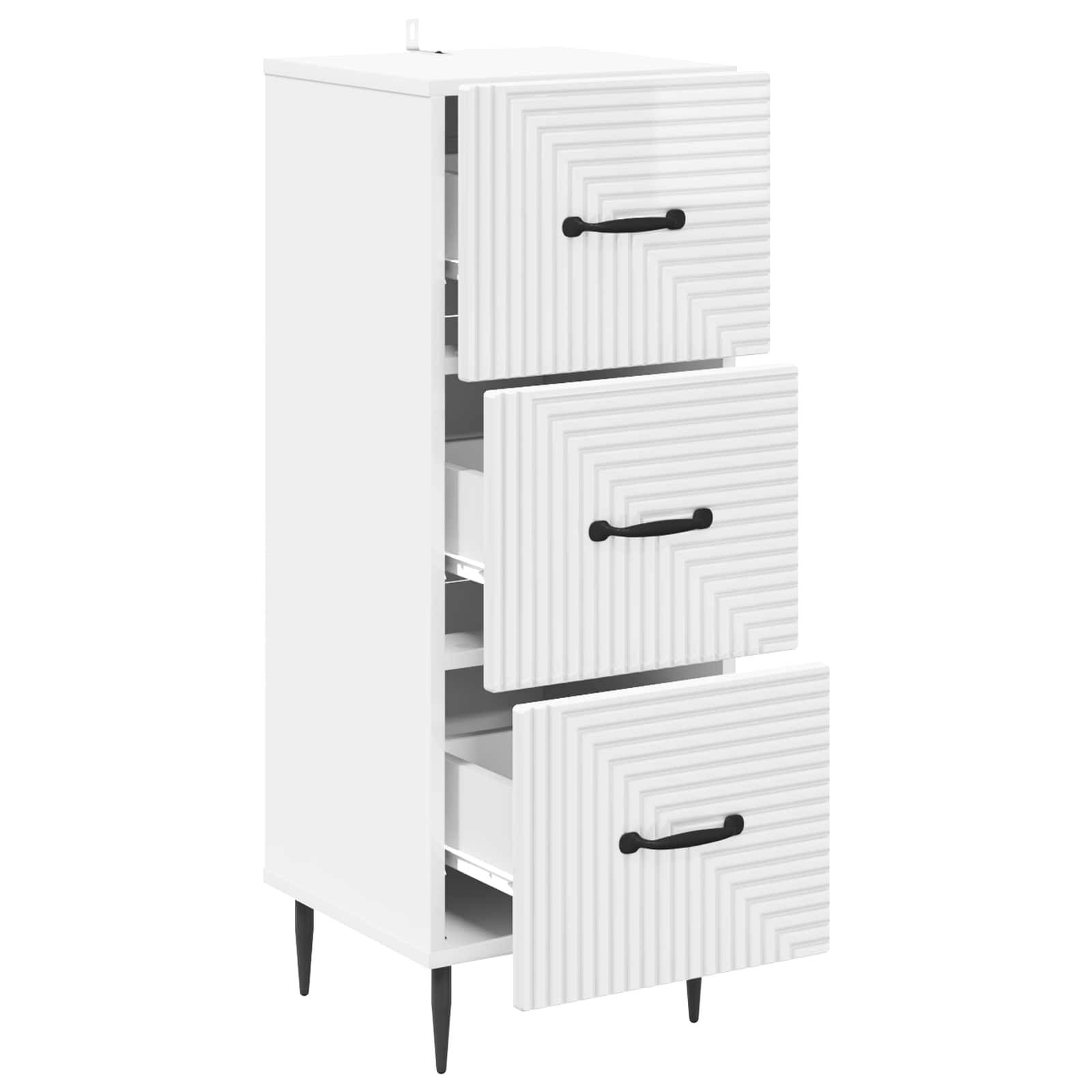 vidaXL Schubladenschrank Hochglanz Weiß 33 x 34,5 x 89,5 cm