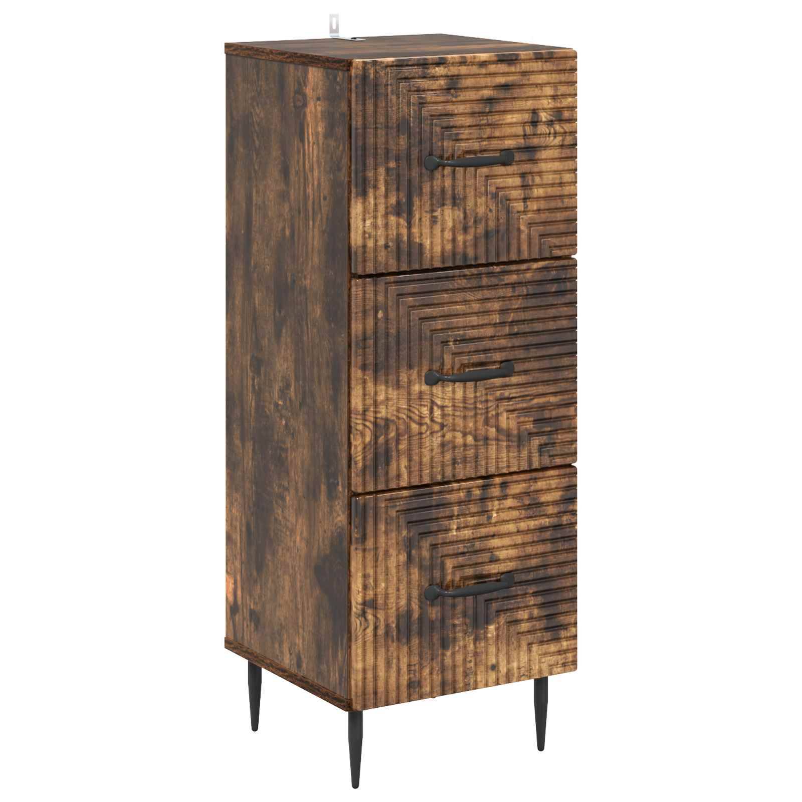 vidaXL Schubladenschrank Geräucherte Eiche 33 x 34,5 x 89,5 cm