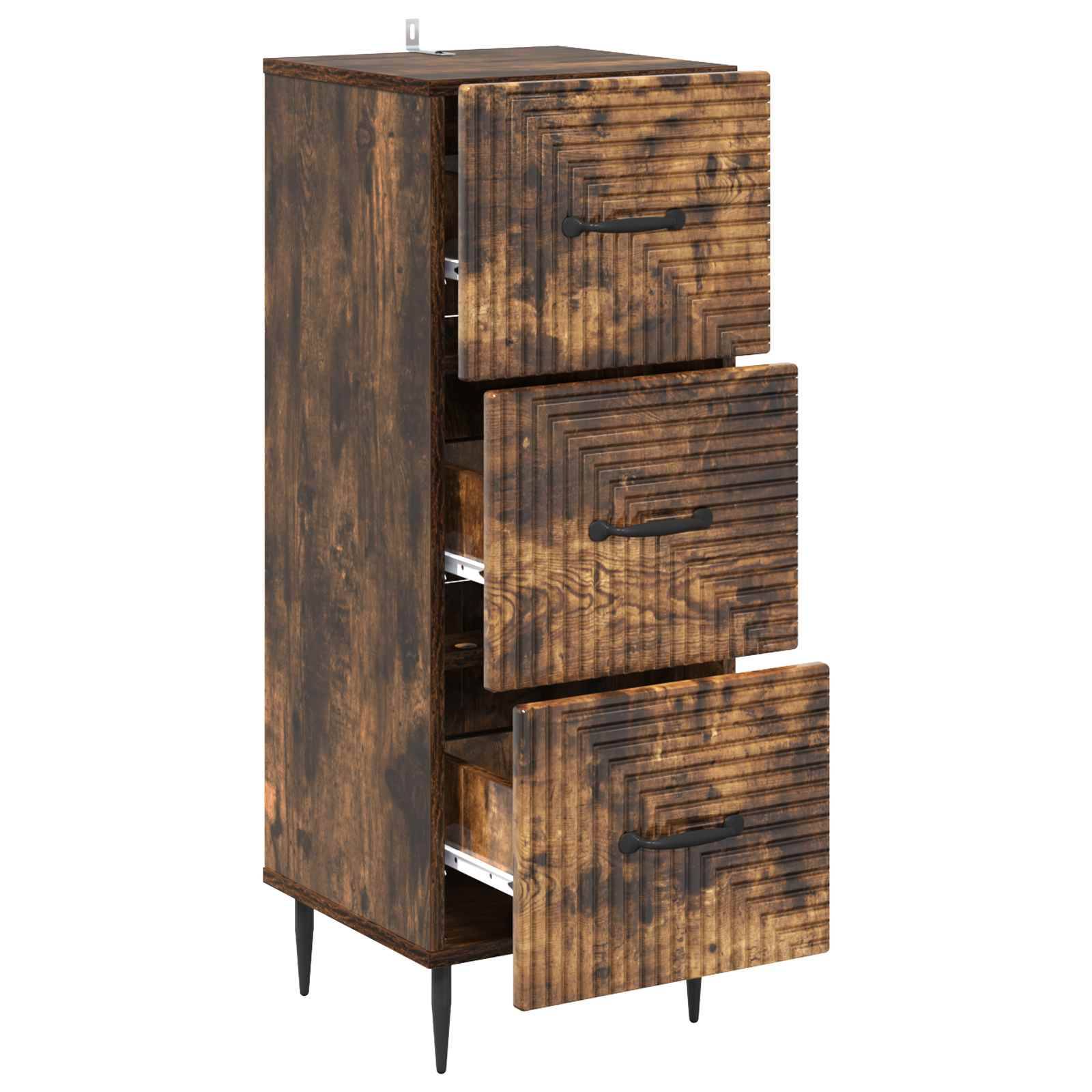 vidaXL Schubladenschrank Geräucherte Eiche 33 x 34,5 x 89,5 cm