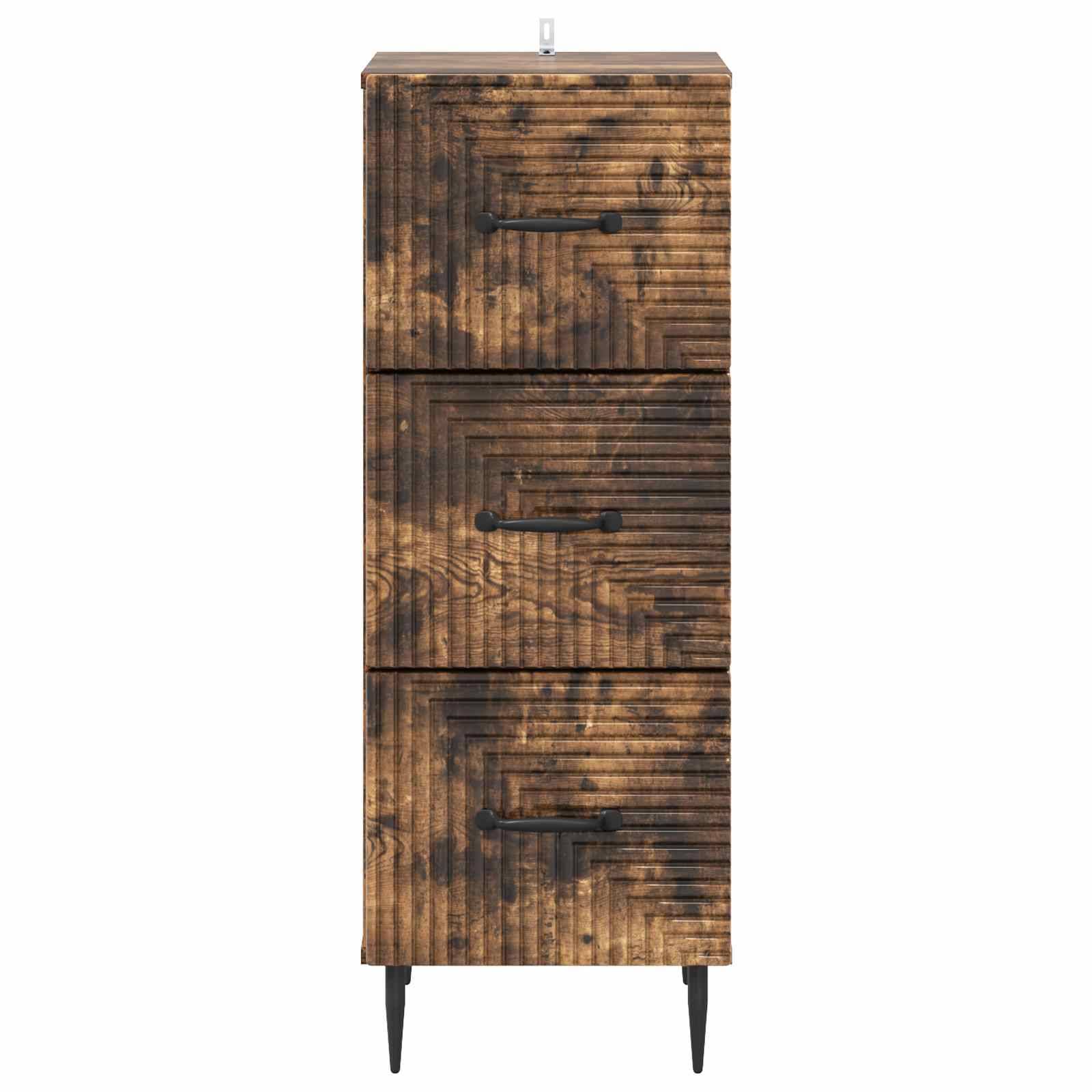 vidaXL Schubladenschrank Geräucherte Eiche 33 x 34,5 x 89,5 cm