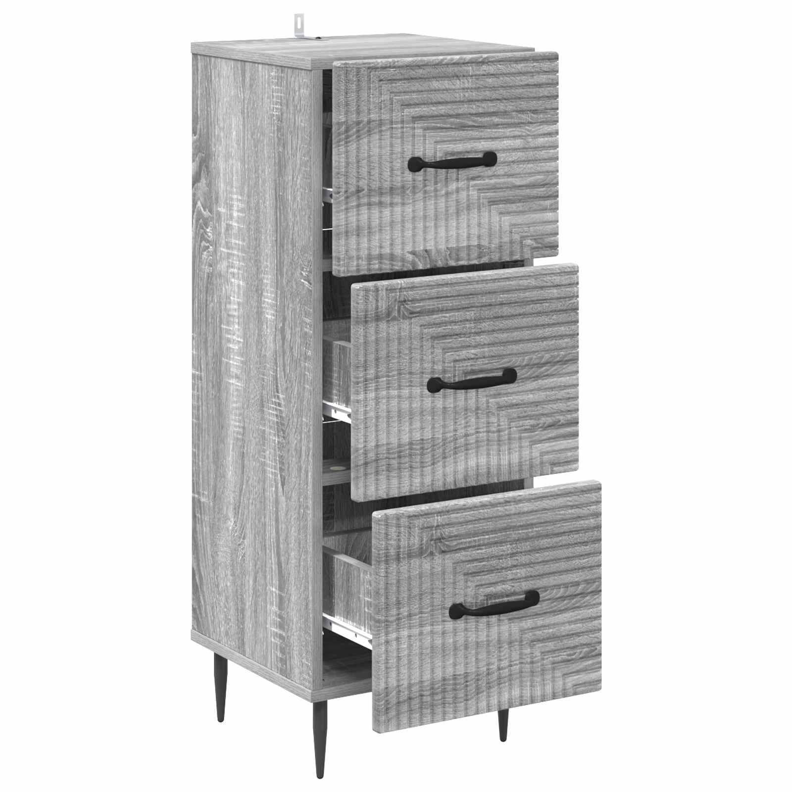 vidaXL Schubladenschrank Graues Sonoma 33 x 34,5 x 89,5 cm
