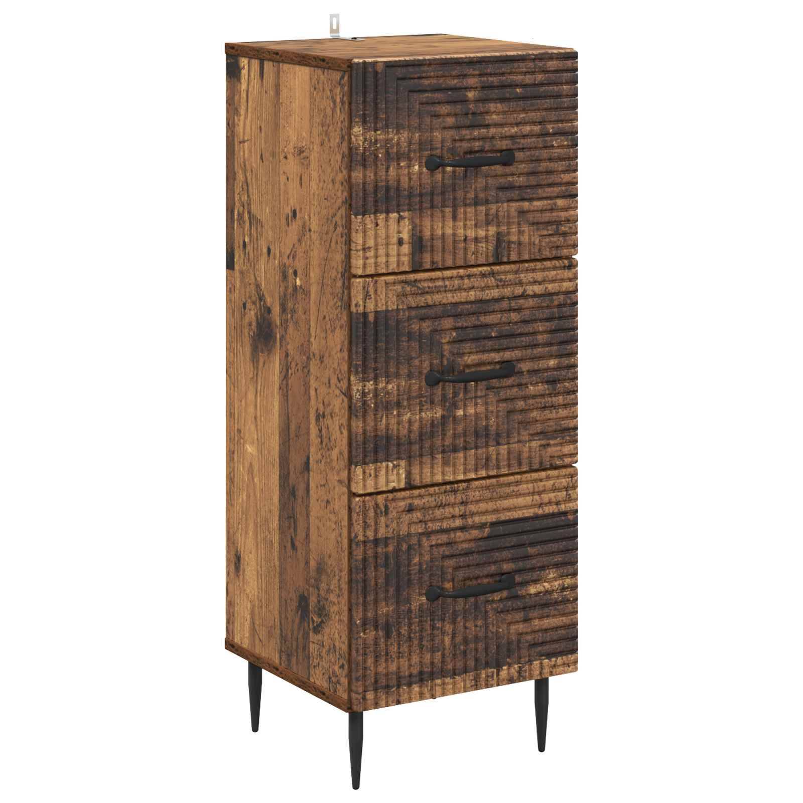 vidaXL Schubladenschrank Altholz 33 x 34,5 x 89,5 cm Holzwerkstoff