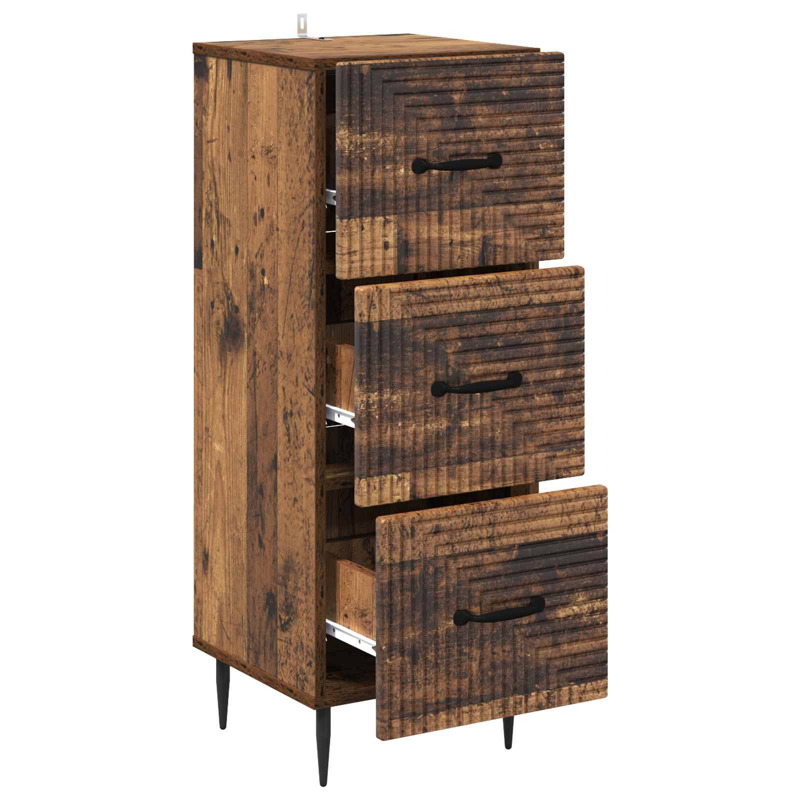 vidaXL Schubladenschrank Altholz 33 x 34,5 x 89,5 cm Holzwerkstoff