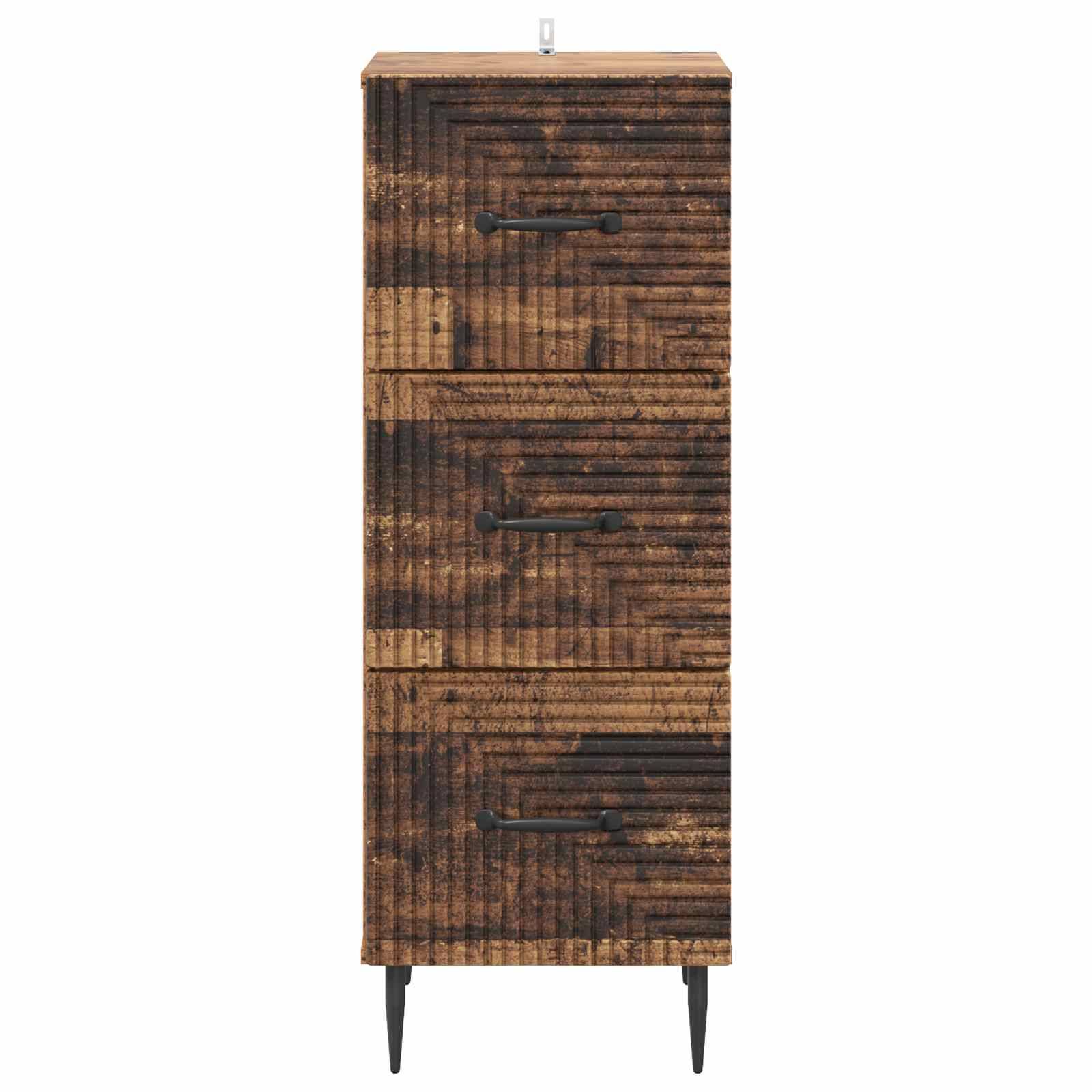 vidaXL Schubladenschrank Altholz 33 x 34,5 x 89,5 cm Holzwerkstoff