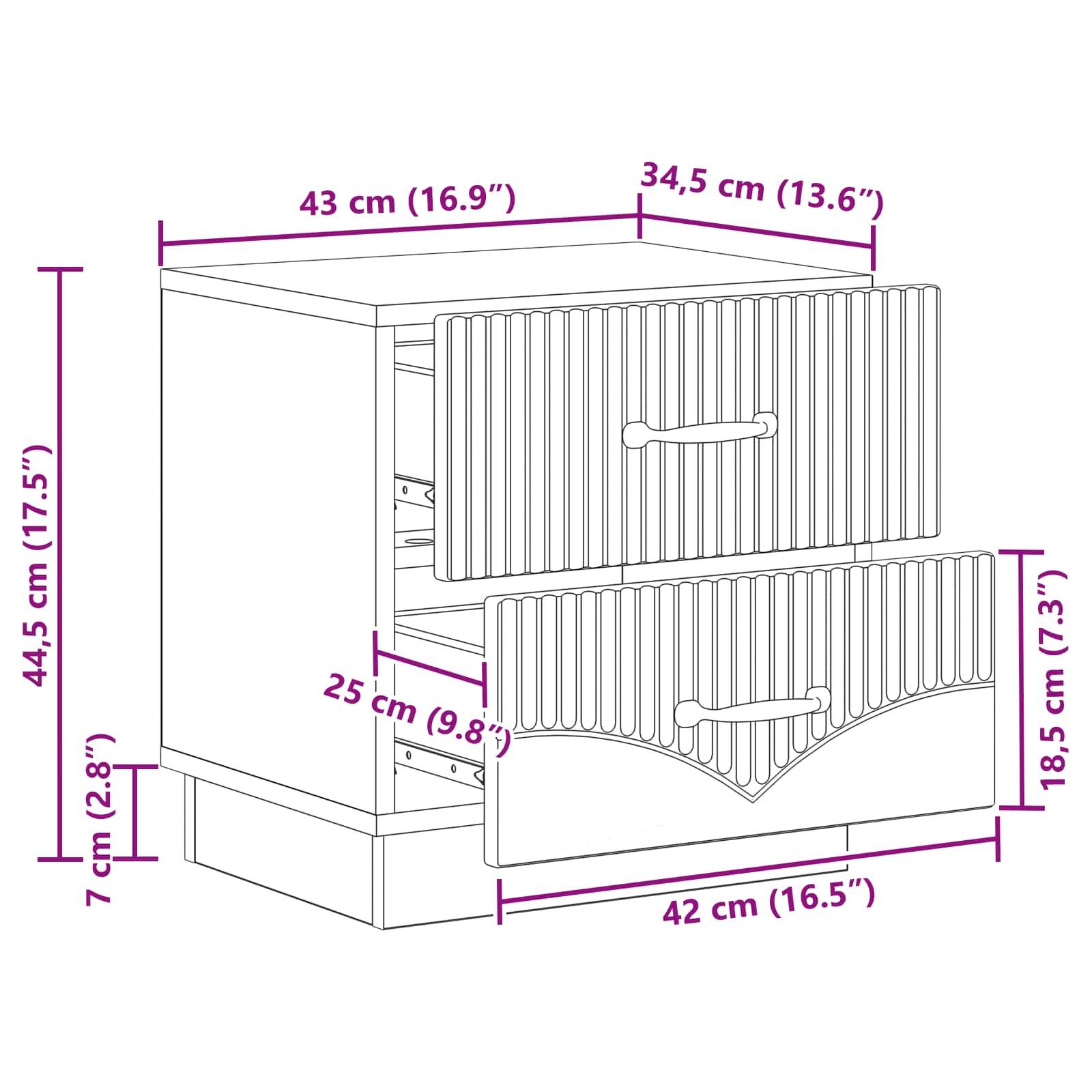 vidaXL Nachttisch Weiß 43 x 34,5 x 44,5 cm Holzwerkstoff