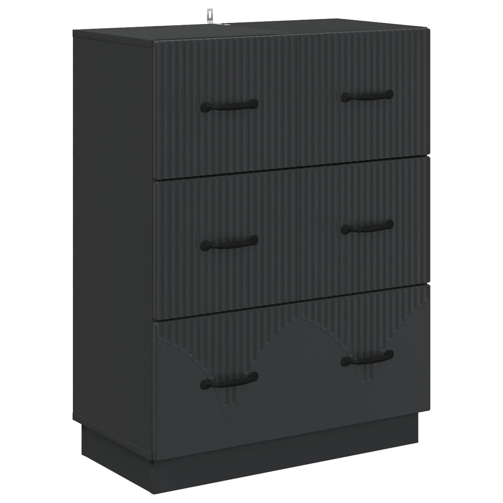 vidaXL Schubladenschrank Schwarz 66 x 34,5 x 87 cm Holzwerkstoff