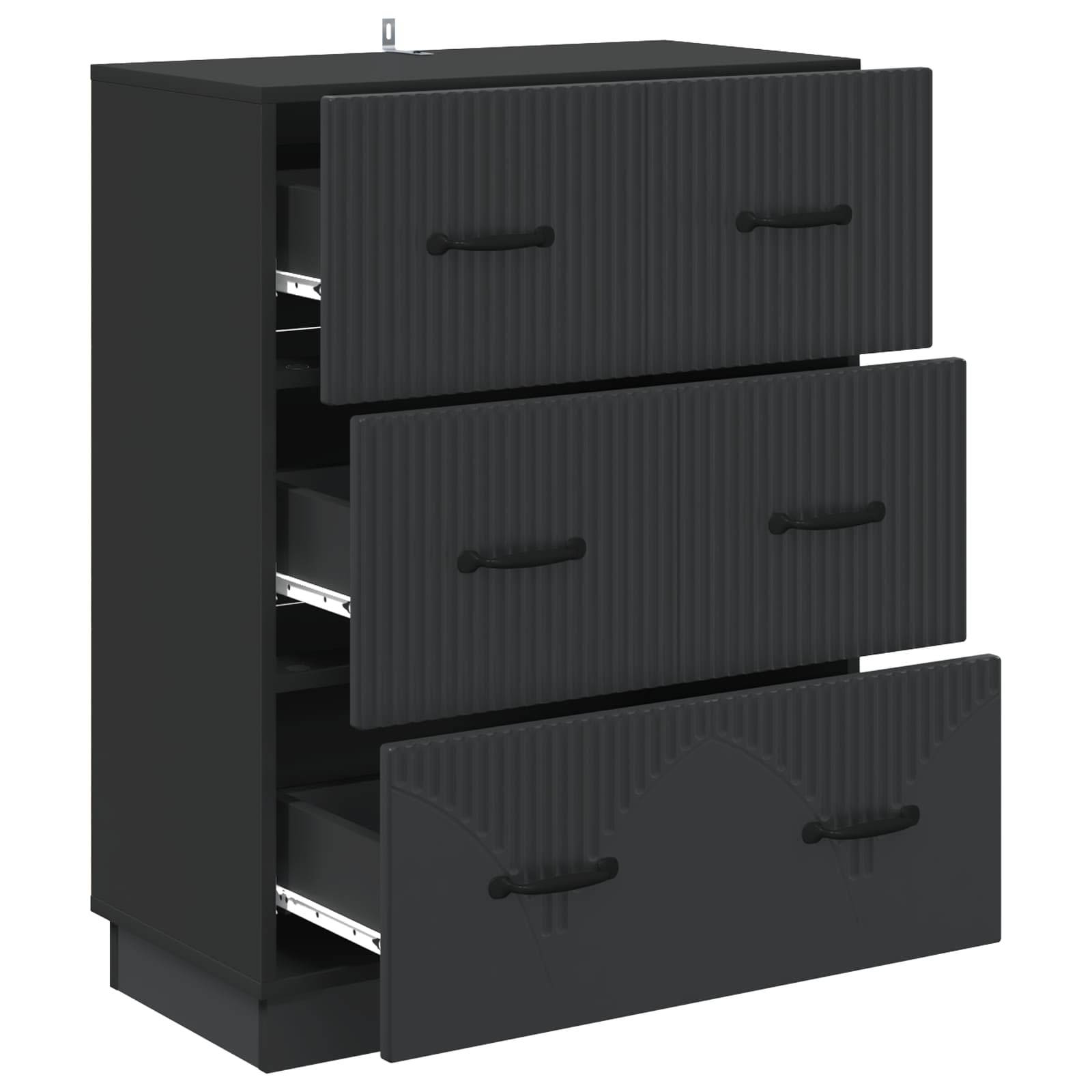 vidaXL Schubladenschrank Schwarz 66 x 34,5 x 87 cm Holzwerkstoff
