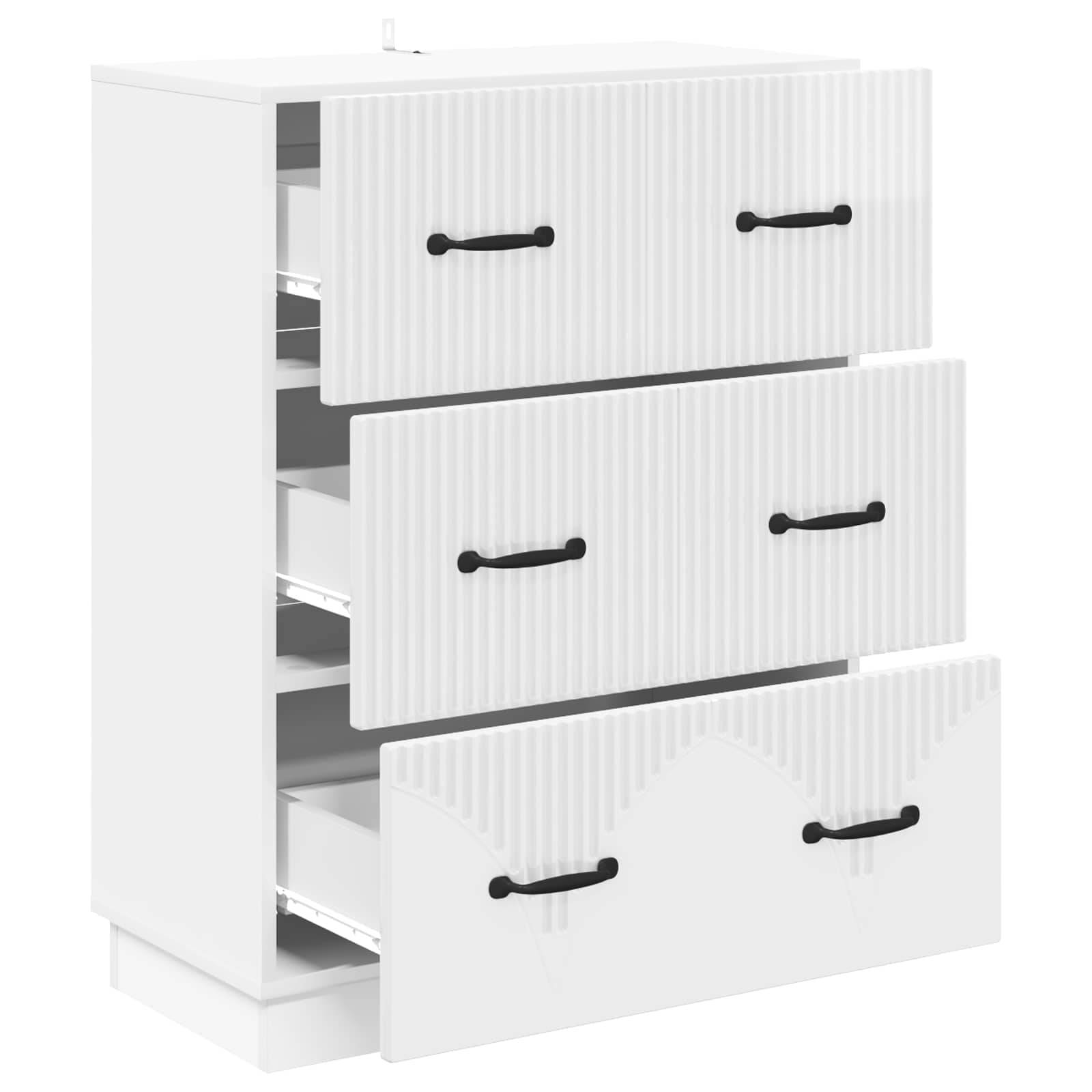 vidaXL Schubladenschrank Hochglanz Weiß 66 x 34,5 x 87 cm