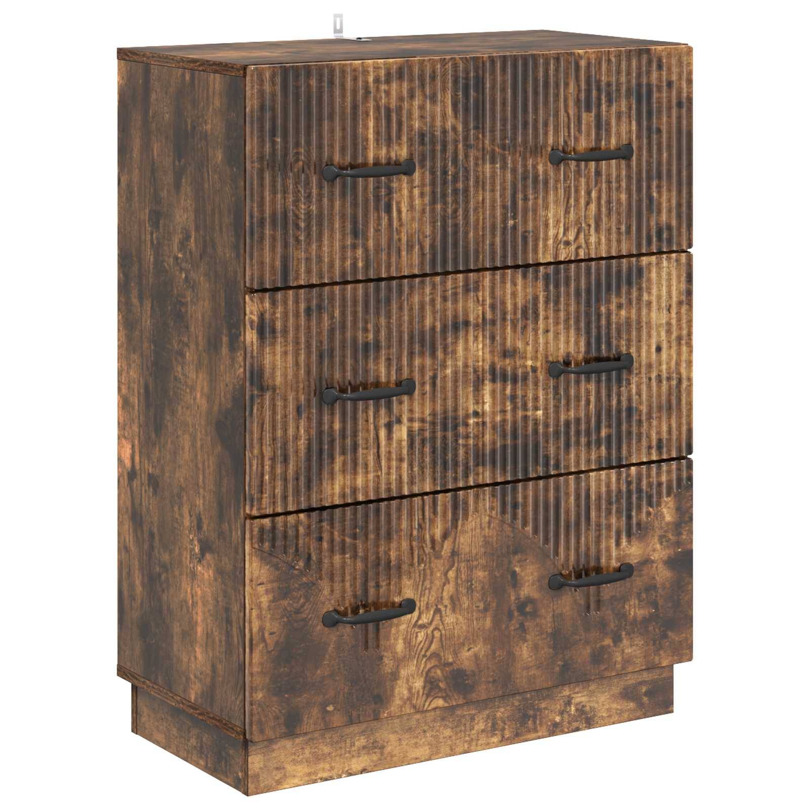 vidaXL Schubladenschrank Geräucherte Eiche 66 x 34,5 x 87 cm