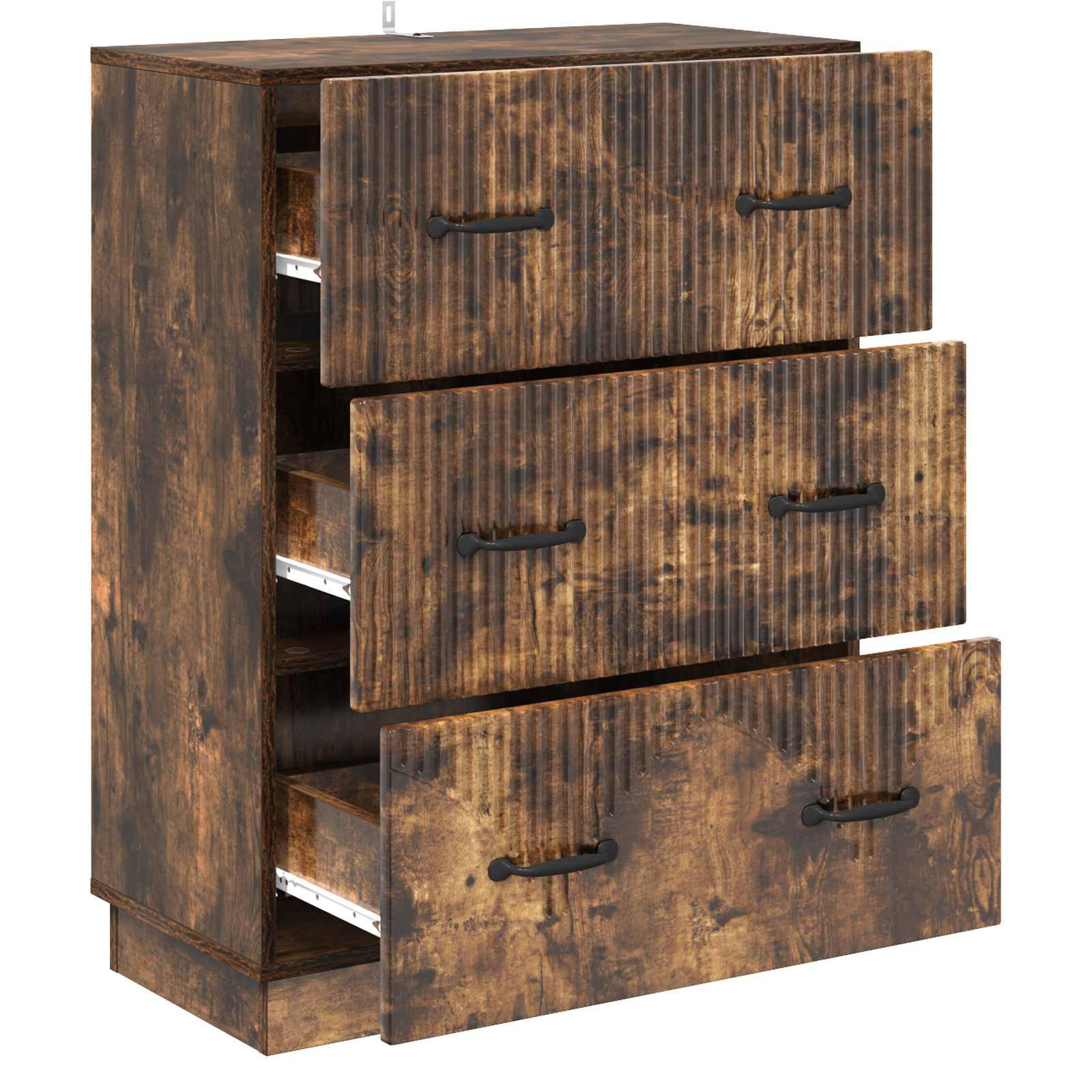 vidaXL Schubladenschrank Geräucherte Eiche 66 x 34,5 x 87 cm