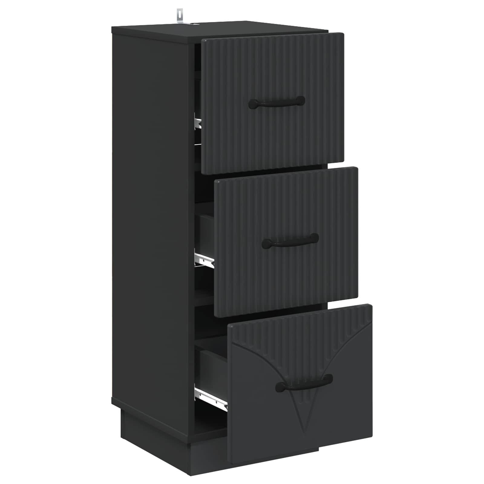 vidaXL Schubladenschrank Schwarz 33 x 34,5 x 87 cm Holzwerkstoff