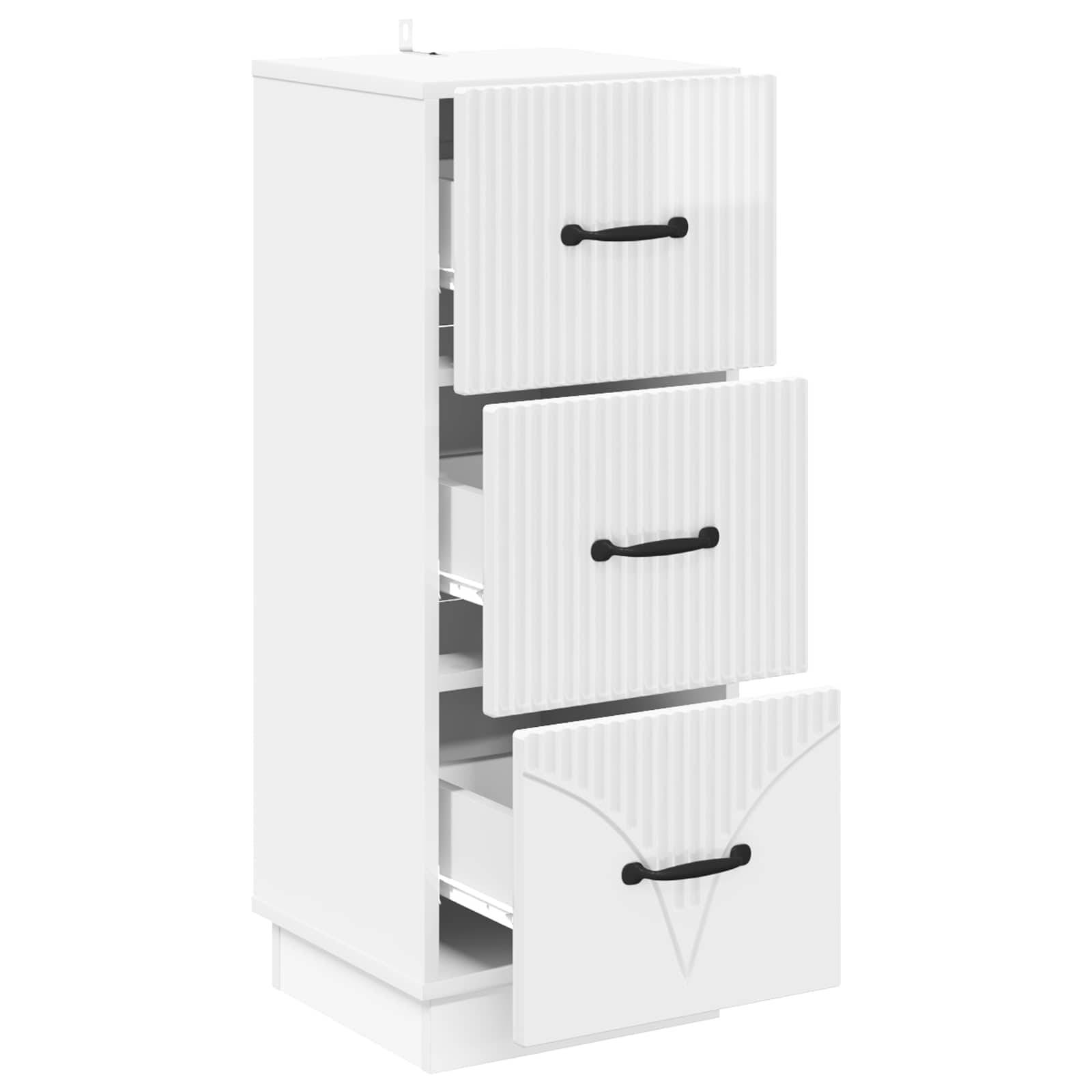 vidaXL Schubladenschrank Hochglanz Weiß 33 x 34,5 x 87 cm