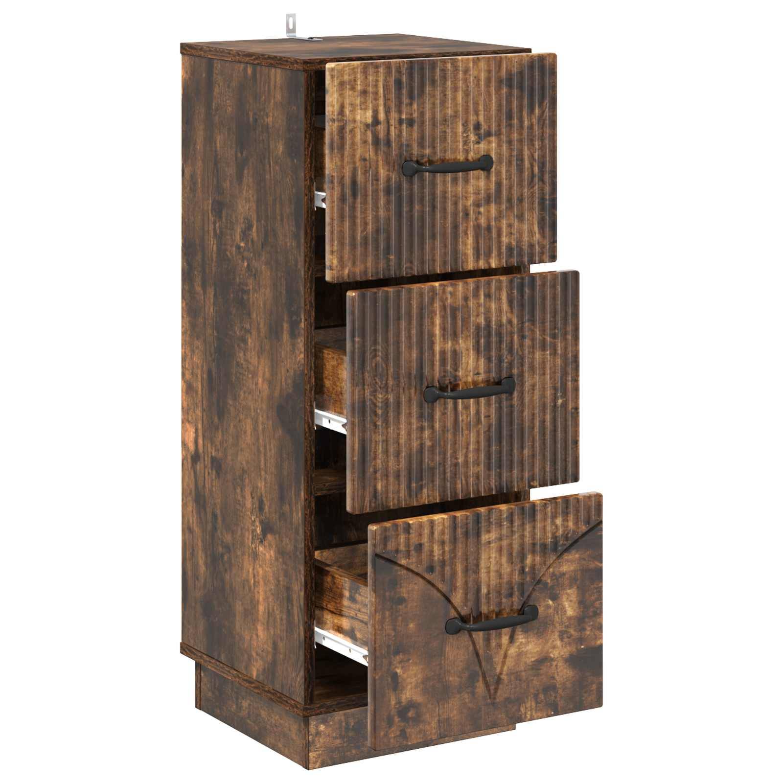 vidaXL Schubladenschrank Geräucherte Eiche 33 x 34,5 x 87 cm