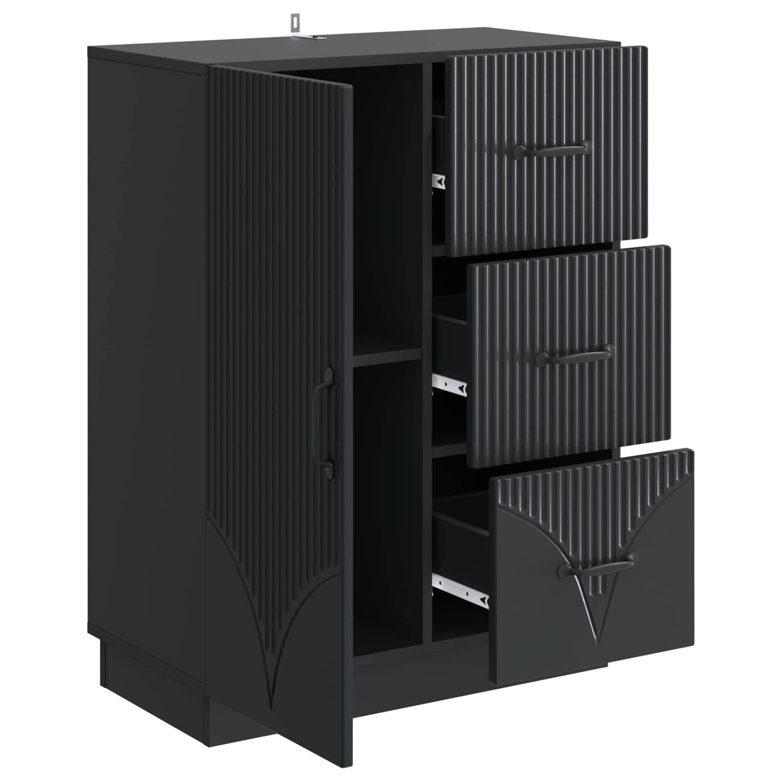 vidaXL Sideboard Schwarz 66 x 34,5 x 87 cm Holzwerkstoff