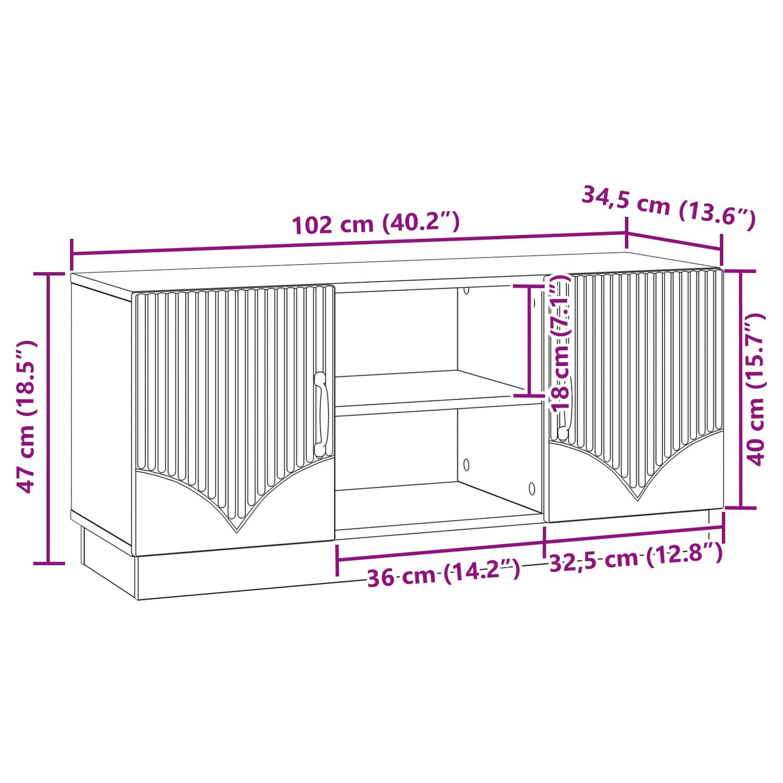 vidaXL TV-Schränk Weiß 102 x 34,5 x 47 cm Holzwerkstoff