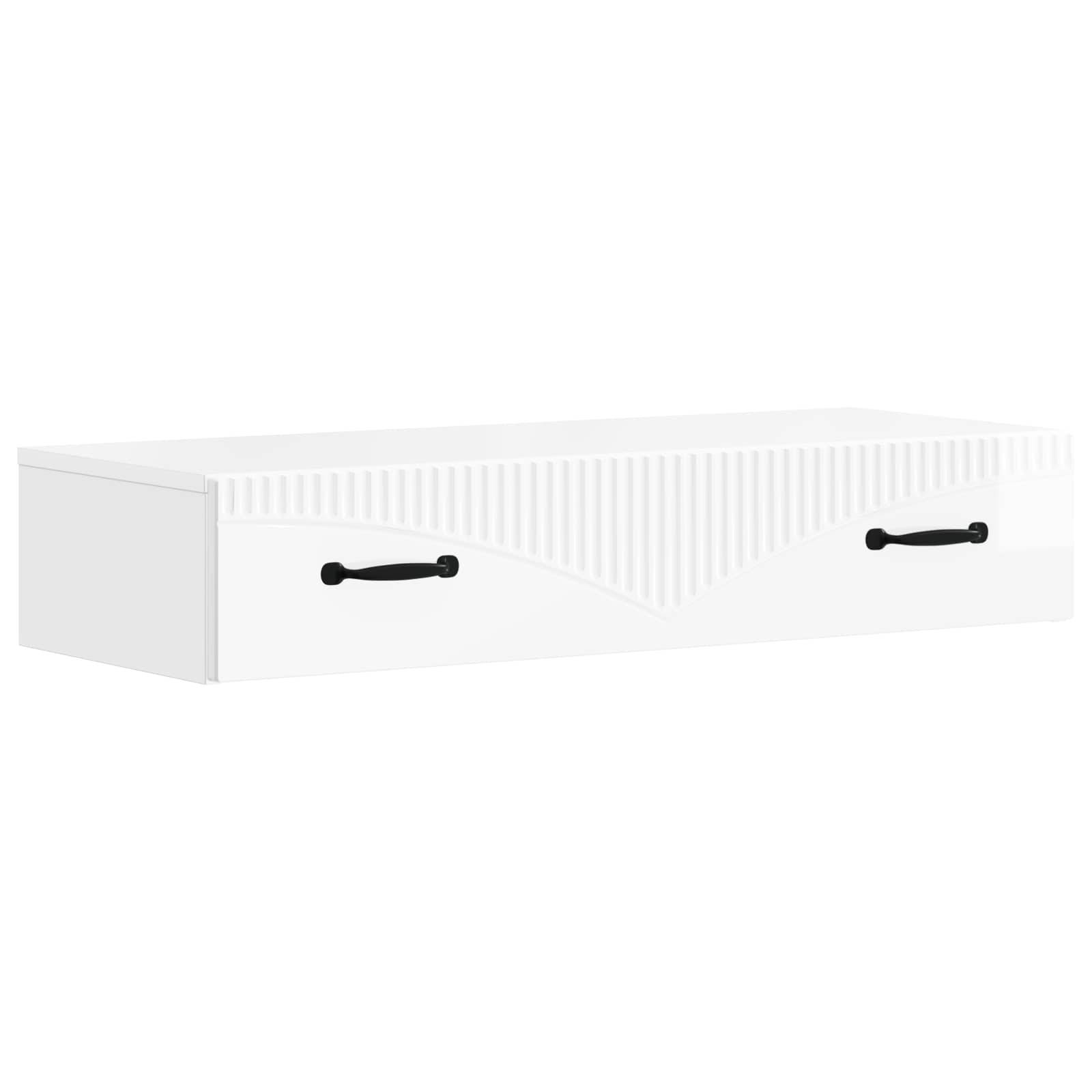 vidaXL Wandmontierter Beistelltisch Hochglanz Weiß 87,5 x 34,5 x 17 cm