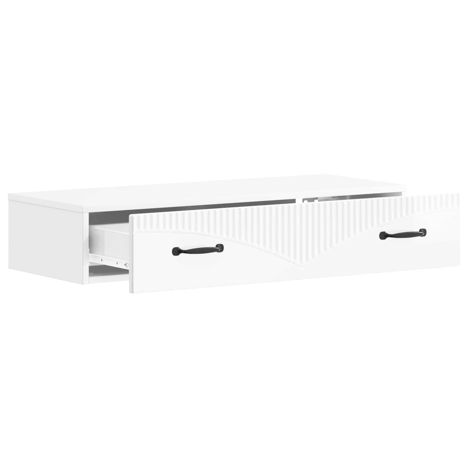 vidaXL Wandmontierter Beistelltisch Hochglanz Weiß 87,5 x 34,5 x 17 cm