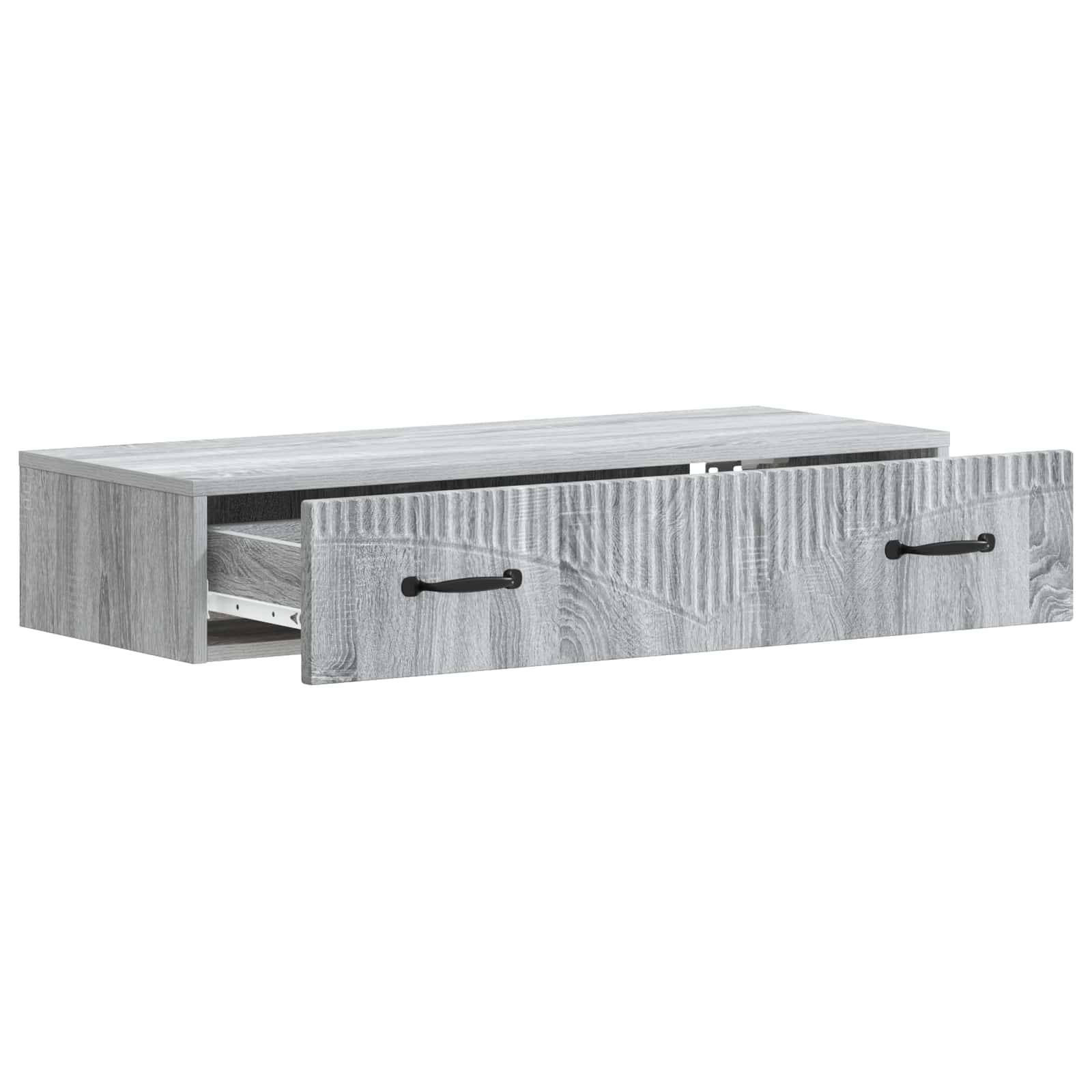 vidaXL Wandmontierter Beistelltisch Graues Sonoma 87,5 x 34,5 x 17 cm