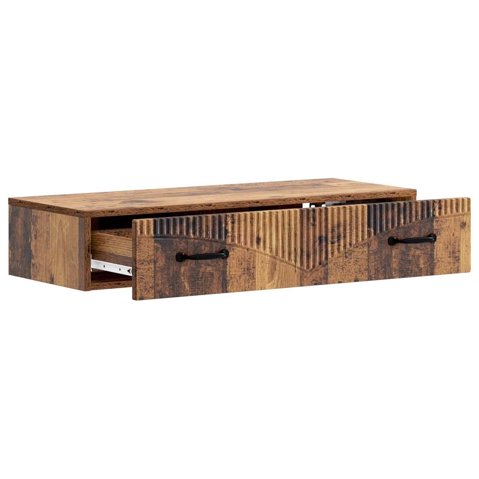 vidaXL Wandmontierter Beistelltisch Altholz 87,5 x 34,5 x 17 cm