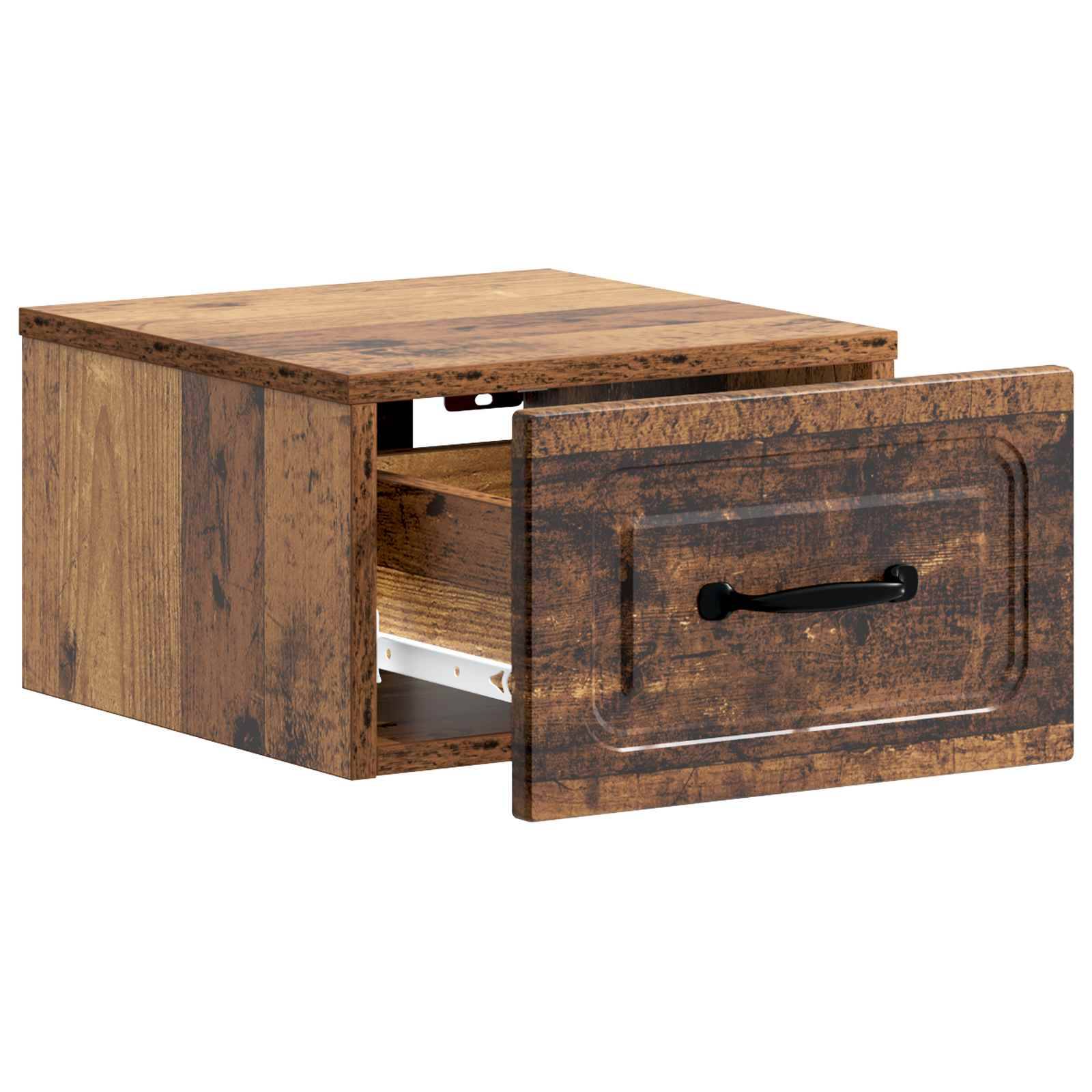 vidaXL Wandmontierter Nachttisch Altholz 34,5 x 33 x 20 cm