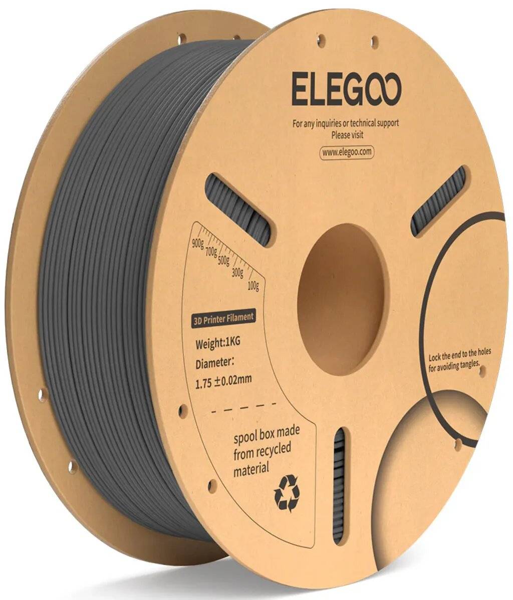 Elegoo PLA+ Filament, Space Grey, 1,75 mm, 1000 g, hohe Festigkeit