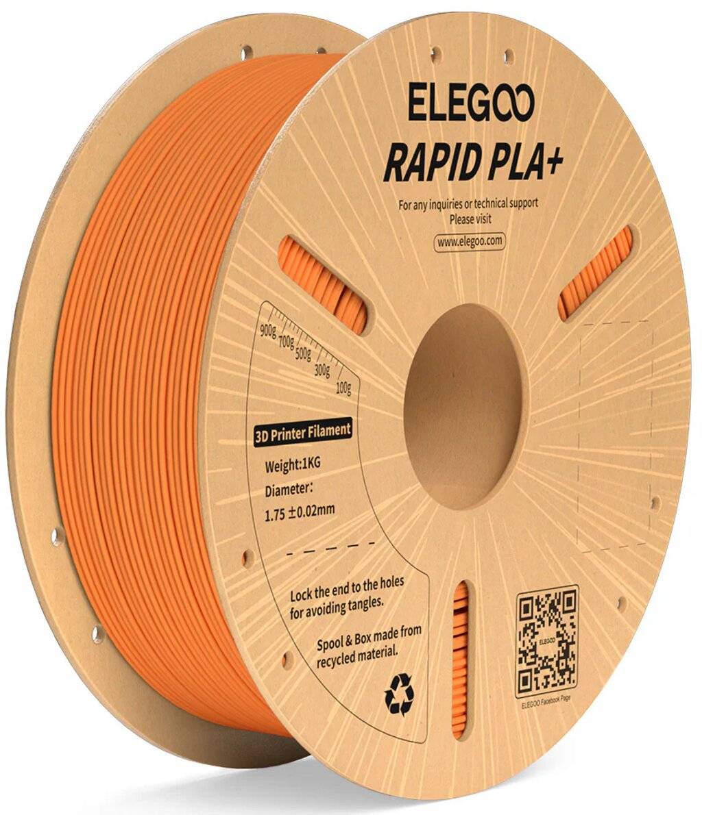 Elegoo Rapid PLA+ Orange, 1,75 mm, 1000 g, High-Speed Filament bis 600 mm/s