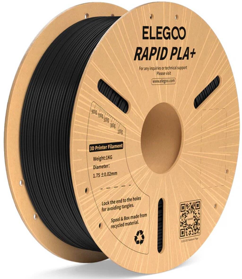 Elegoo Rapid PLA+ Black, 1,75 mm, 1000 g Filament für High-Speed-3D-Druck bis 600 mm/s