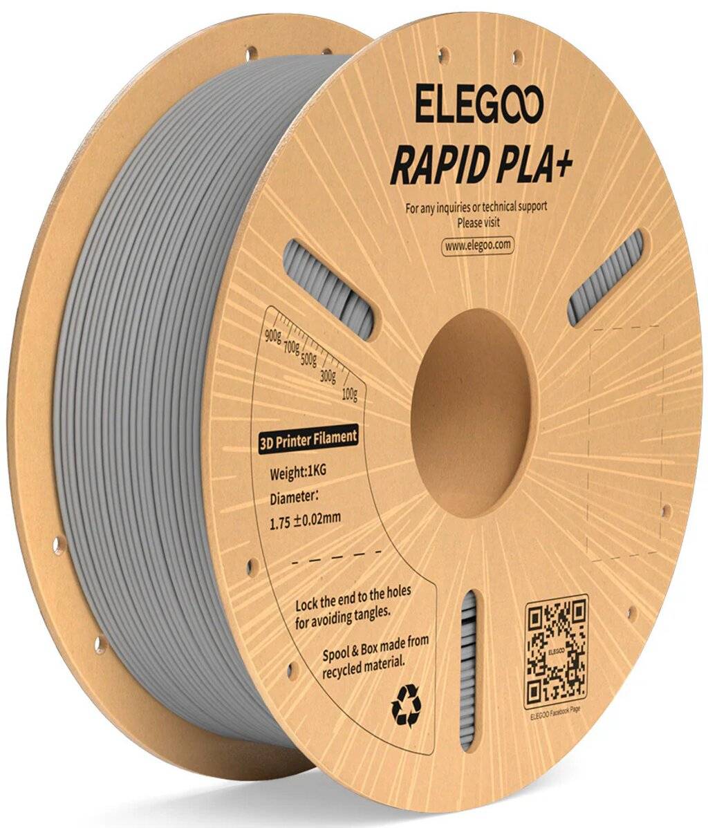 Elegoo Rapid PLA+ Grey, 1.75 mm, 1000 g, High-Speed Filament bis 600 mm/s