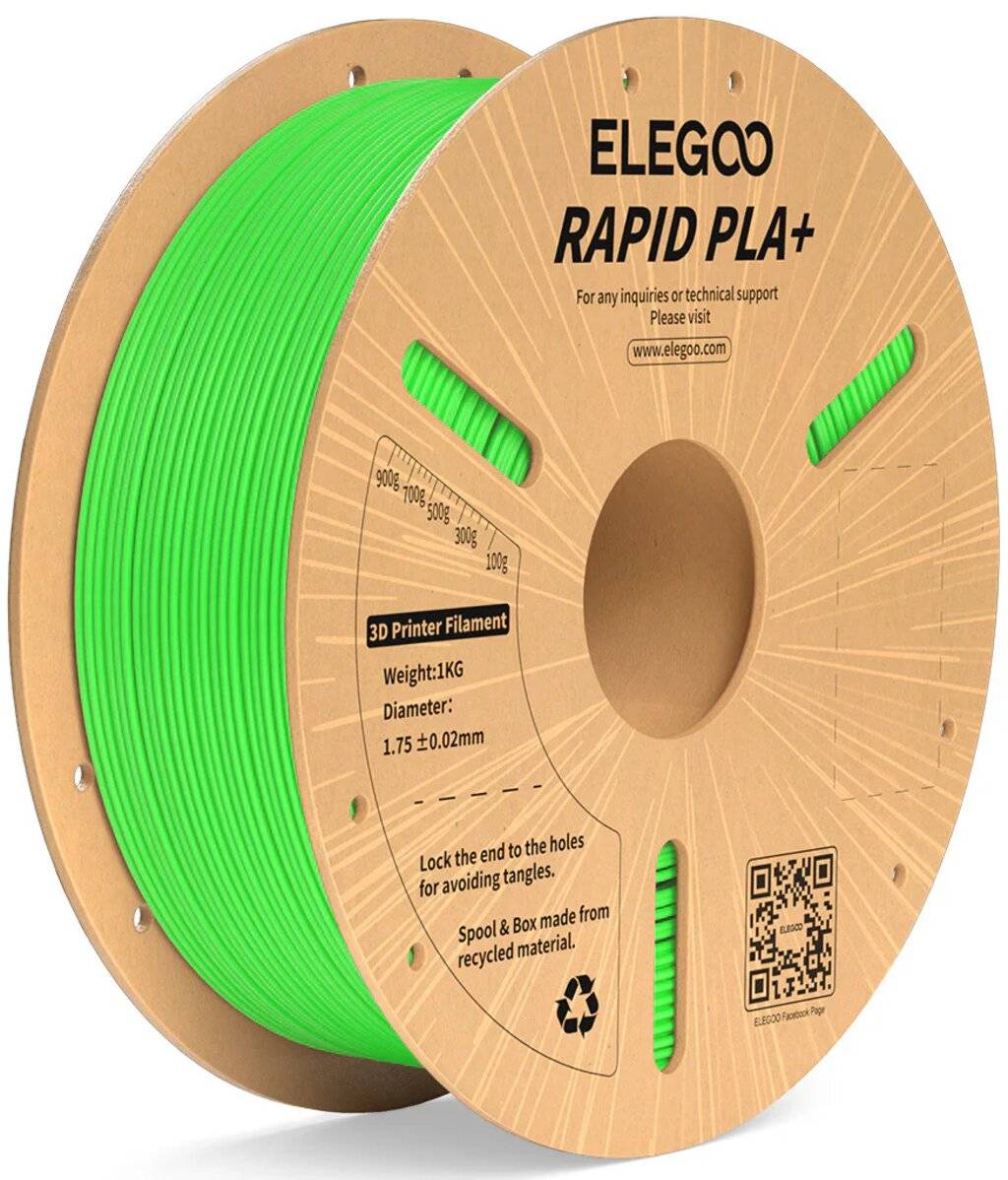Elegoo Rapid PLA+ Filament, Grün, 1,75 mm, 1000 g, High Speed 600 mm/s