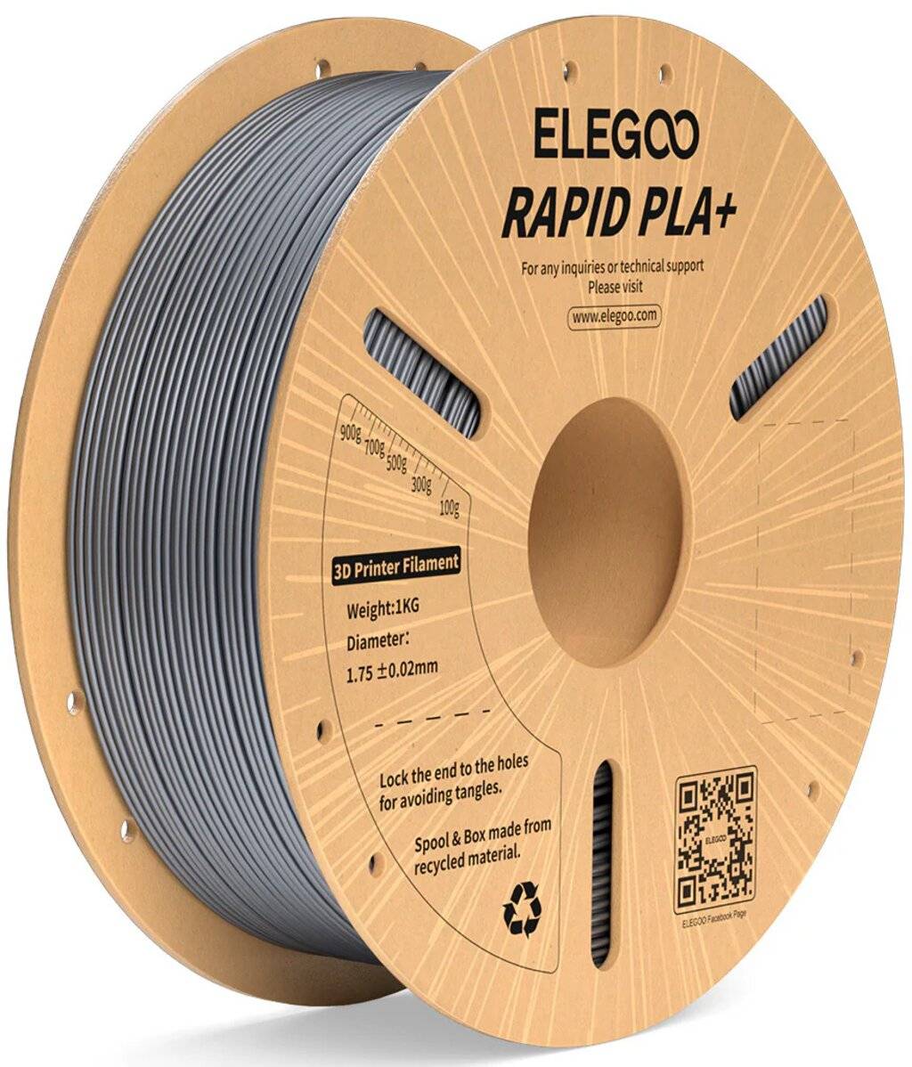 Elegoo Rapid PLA+ Silver, 3D-Drucker Filament, 1.75 mm, 1000 g