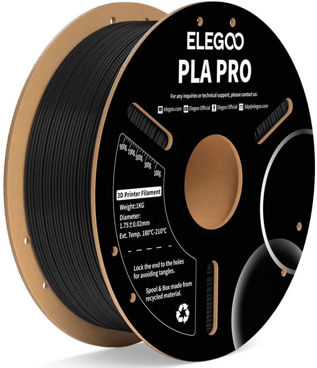 Elegoo PLA Pro Filament, 1.75 mm, 1000 g, Schwarz