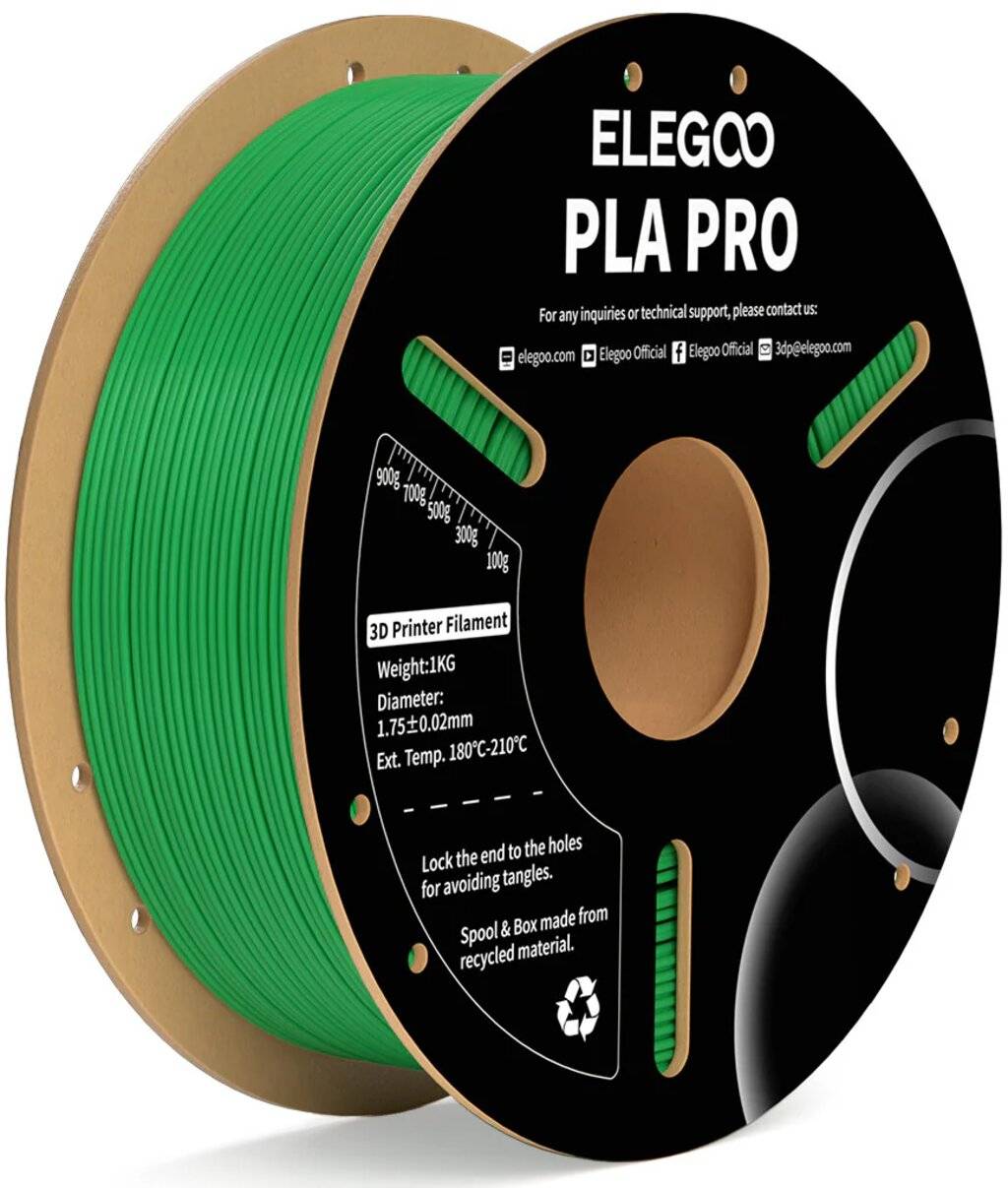 Elegoo PLA Pro Filament, Grün, 1,75 mm, 1000 g Spule