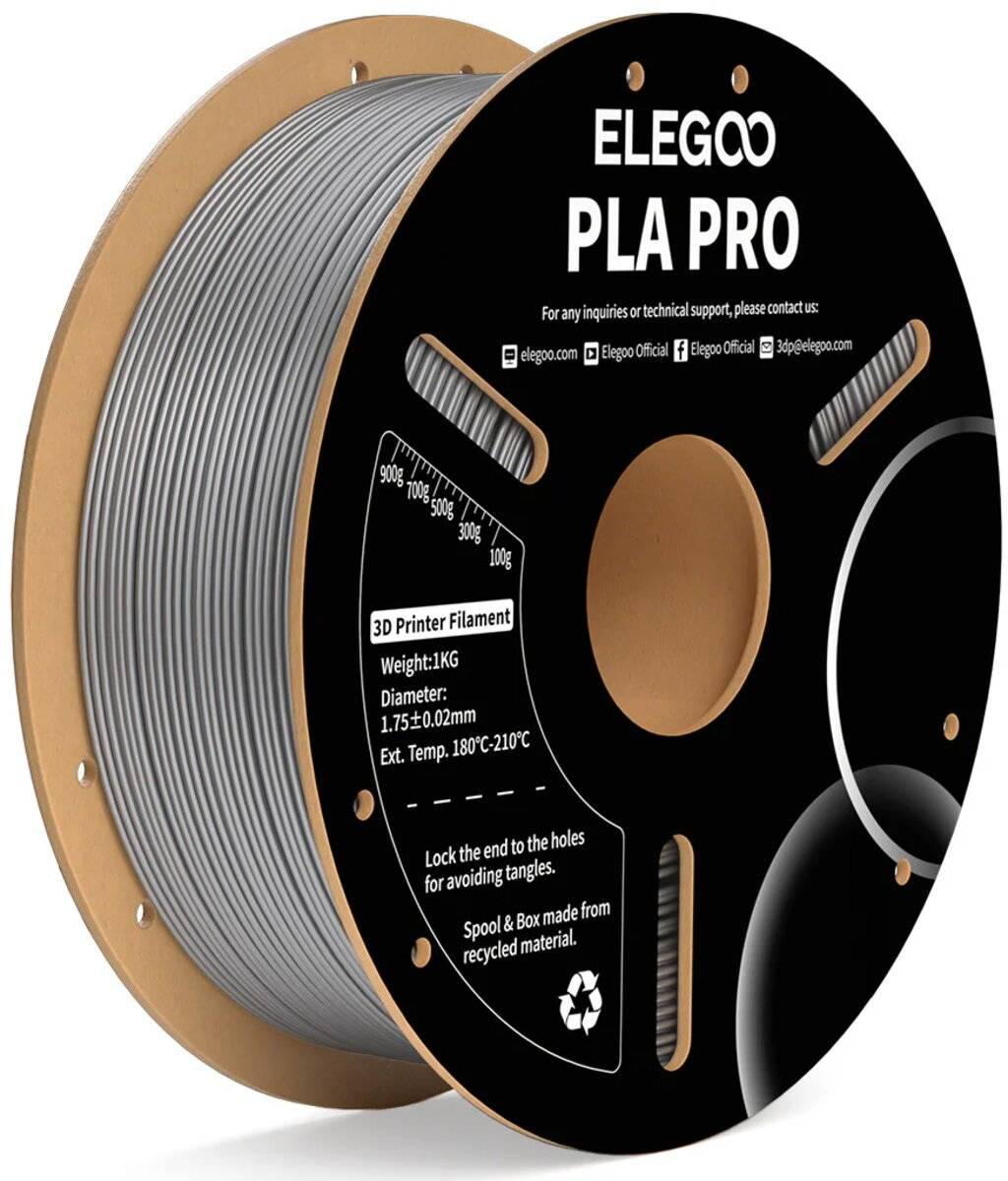 Elegoo PLA Pro Silver 3D-Drucker Filament, 1,75 mm, 1000 g